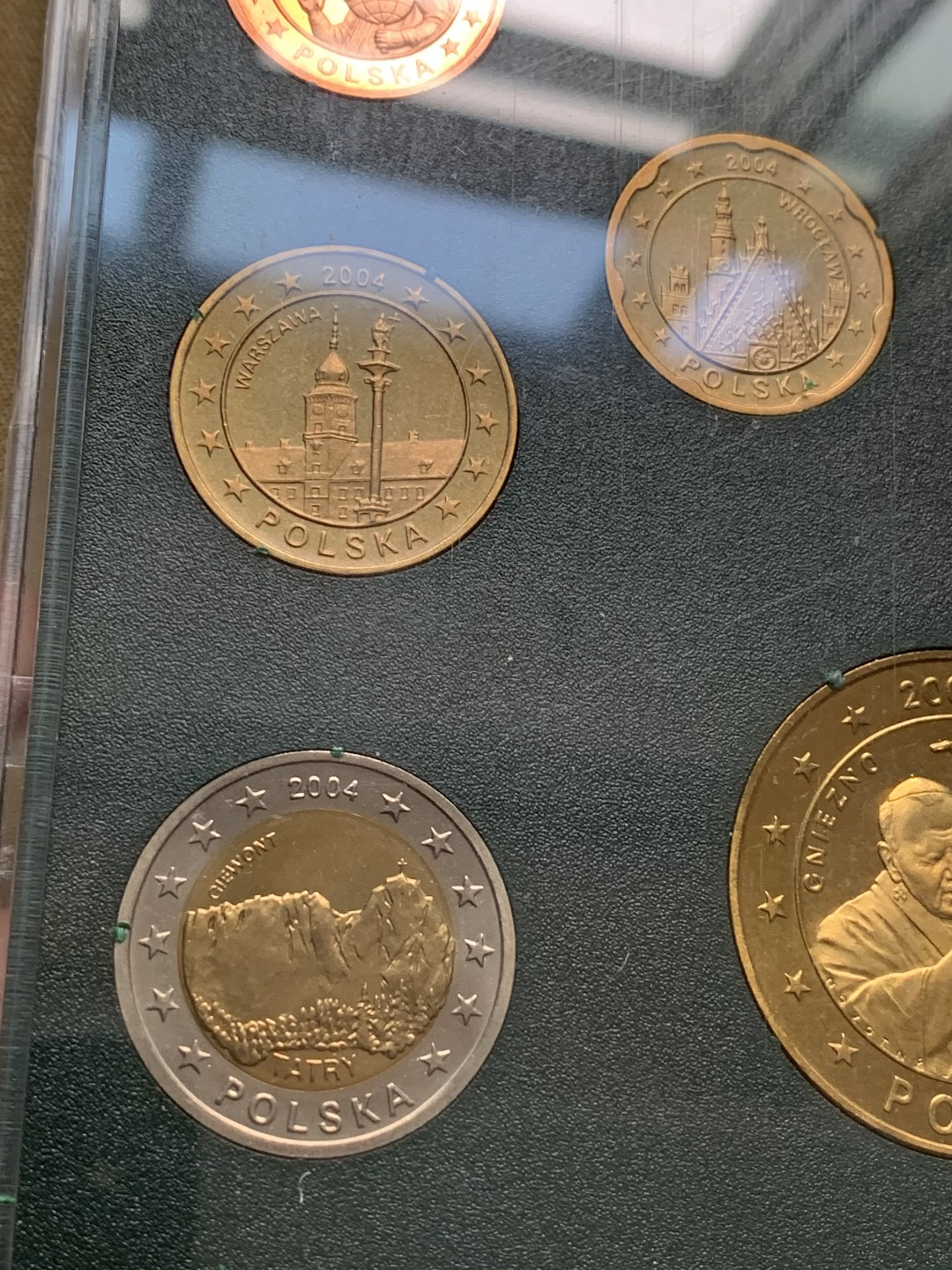 《竞宝斋》第66场-本周日，周一2场连拍（全场不限金额包邮） 原装 波兰2004年 九枚 1分到5欧元 试铸币 完美品相