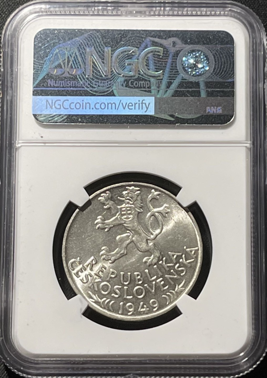 紫瑗钱币——第196期拍卖 捷克斯洛伐克 1949年 伊赫拉瓦开采权700周年 100克朗 银币 NGC MS65