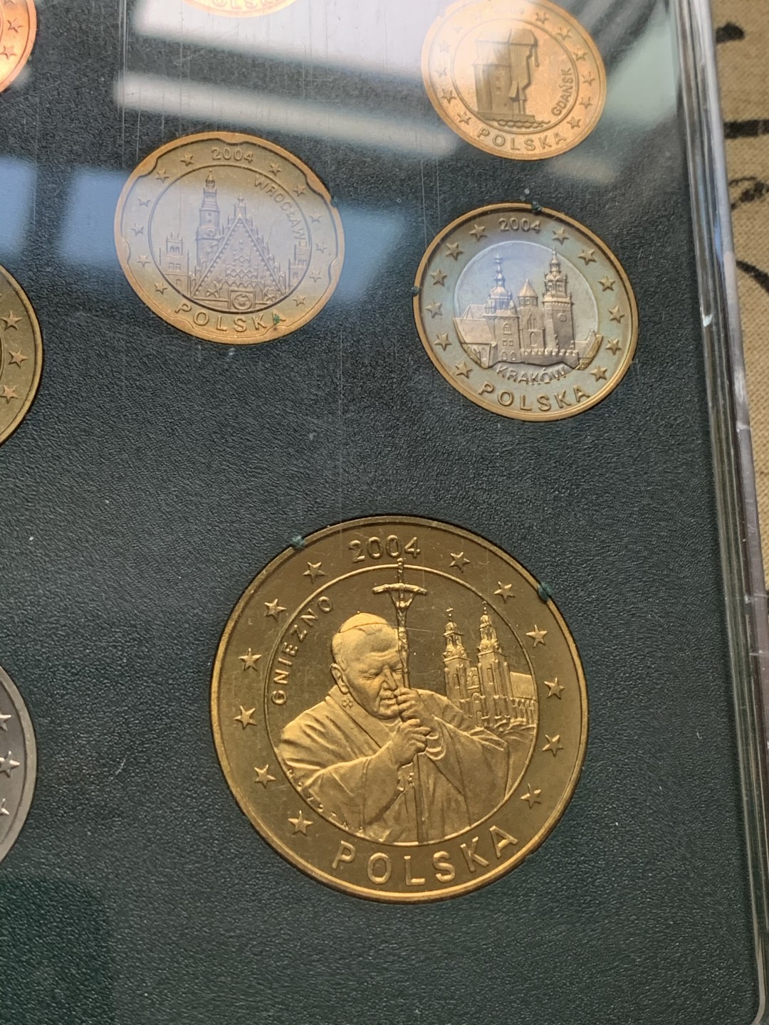 《竞宝斋》第66场-本周日，周一2场连拍（全场不限金额包邮） 原装 波兰2004年 九枚 1分到5欧元 试铸币 完美品相