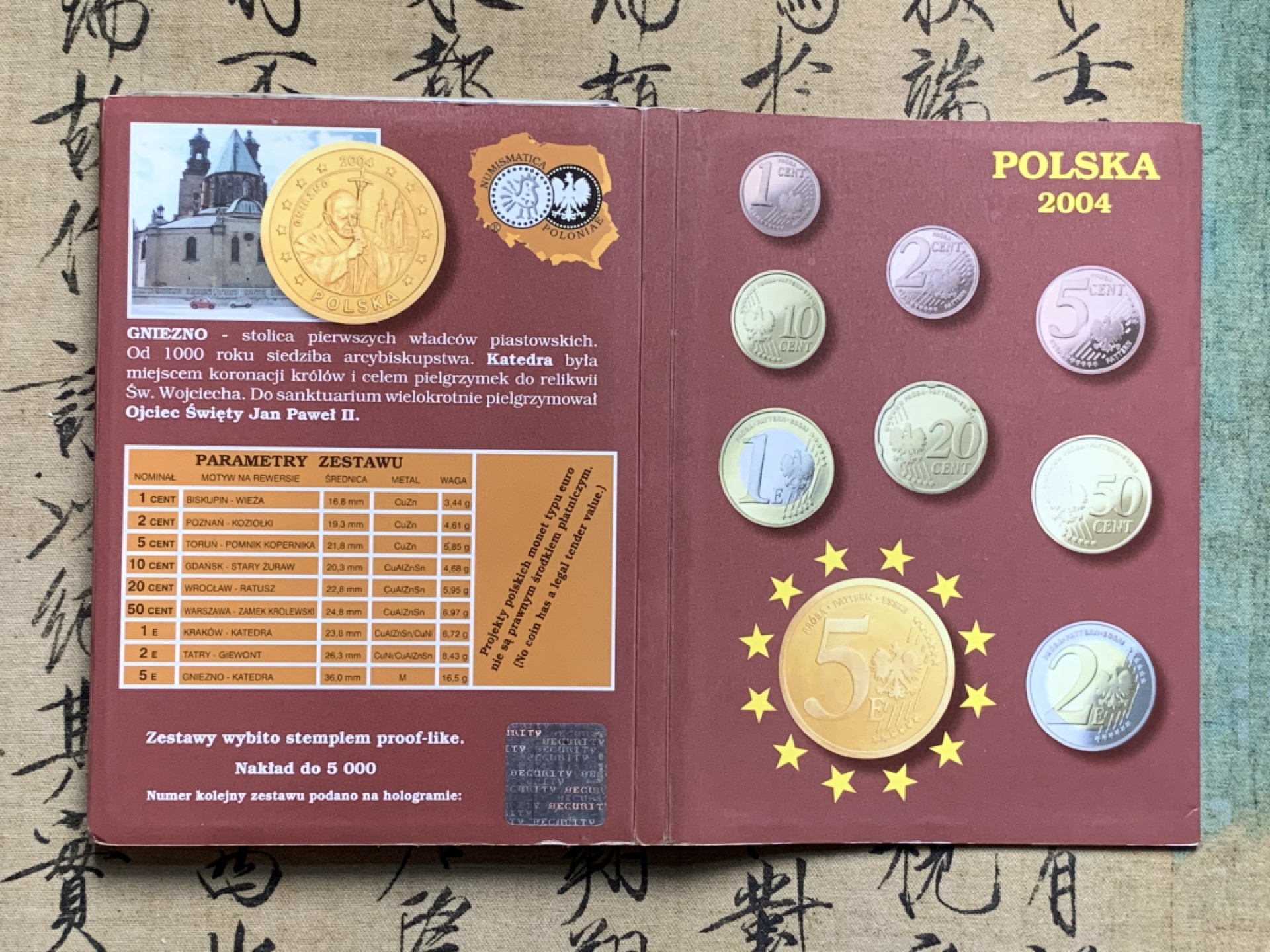 《竞宝斋》第66场-本周日，周一2场连拍（全场不限金额包邮） 原装 波兰2004年 九枚 1分到5欧元 试铸币 完美品相