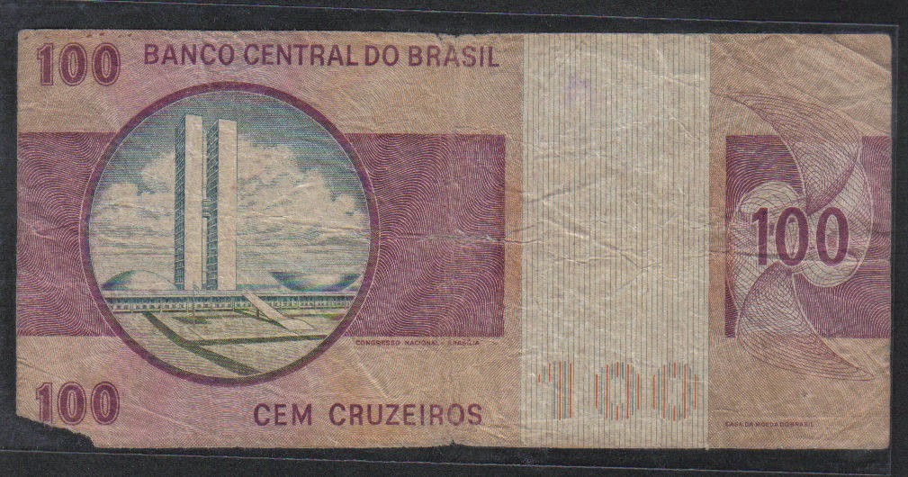 巴西1974年100克鲁塞罗 签名18 P-195A-a 美洲纸币 实物图   