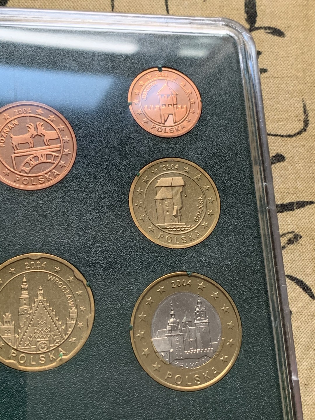 《竞宝斋》第66场-本周日，周一2场连拍（全场不限金额包邮） 原装 波兰2004年 九枚 1分到5欧元 试铸币 完美品相