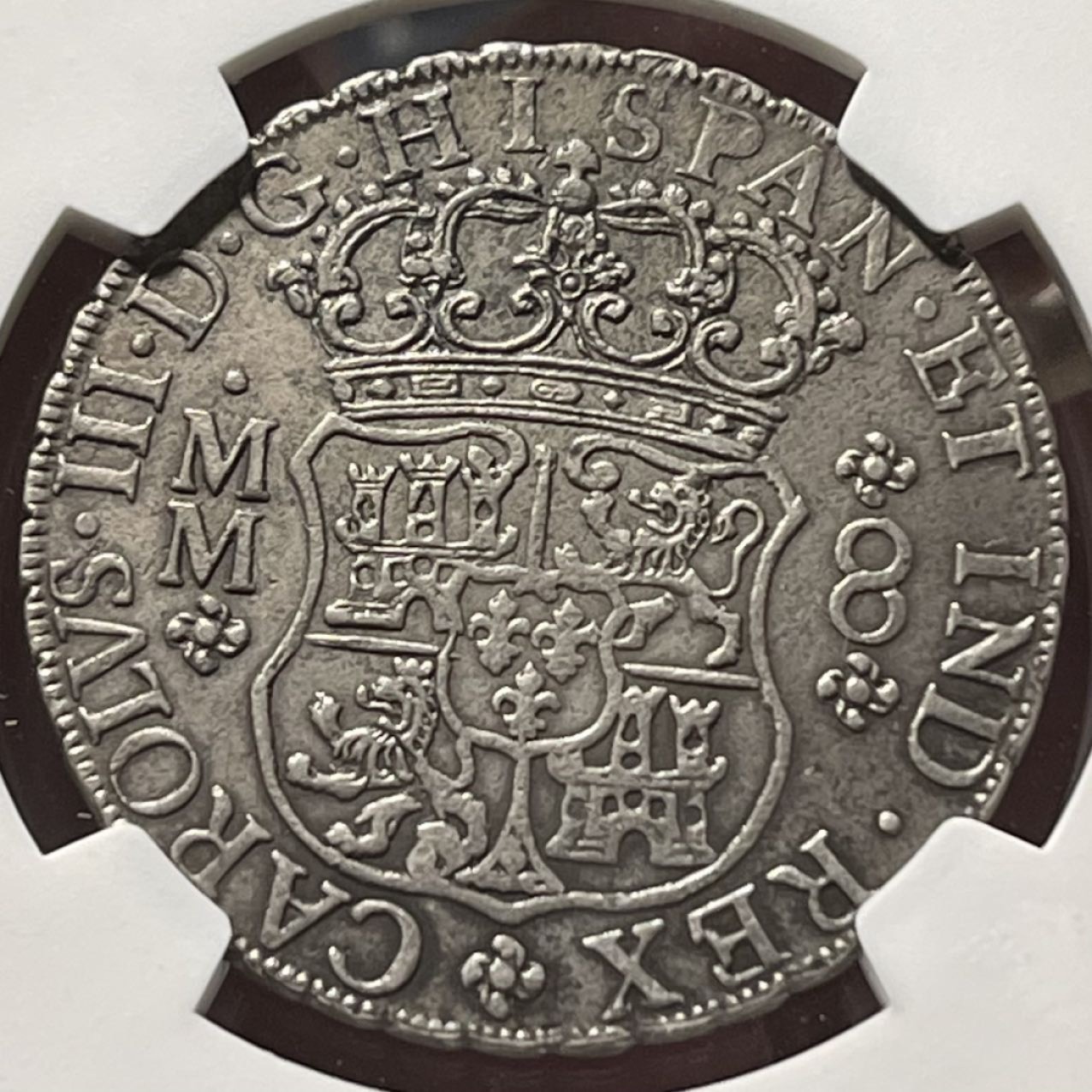 紫瑗钱币——第196期拍卖 墨西哥 1760年 MO MM 地球双柱 8里亚尔 银币 NGC XF45 老包浆