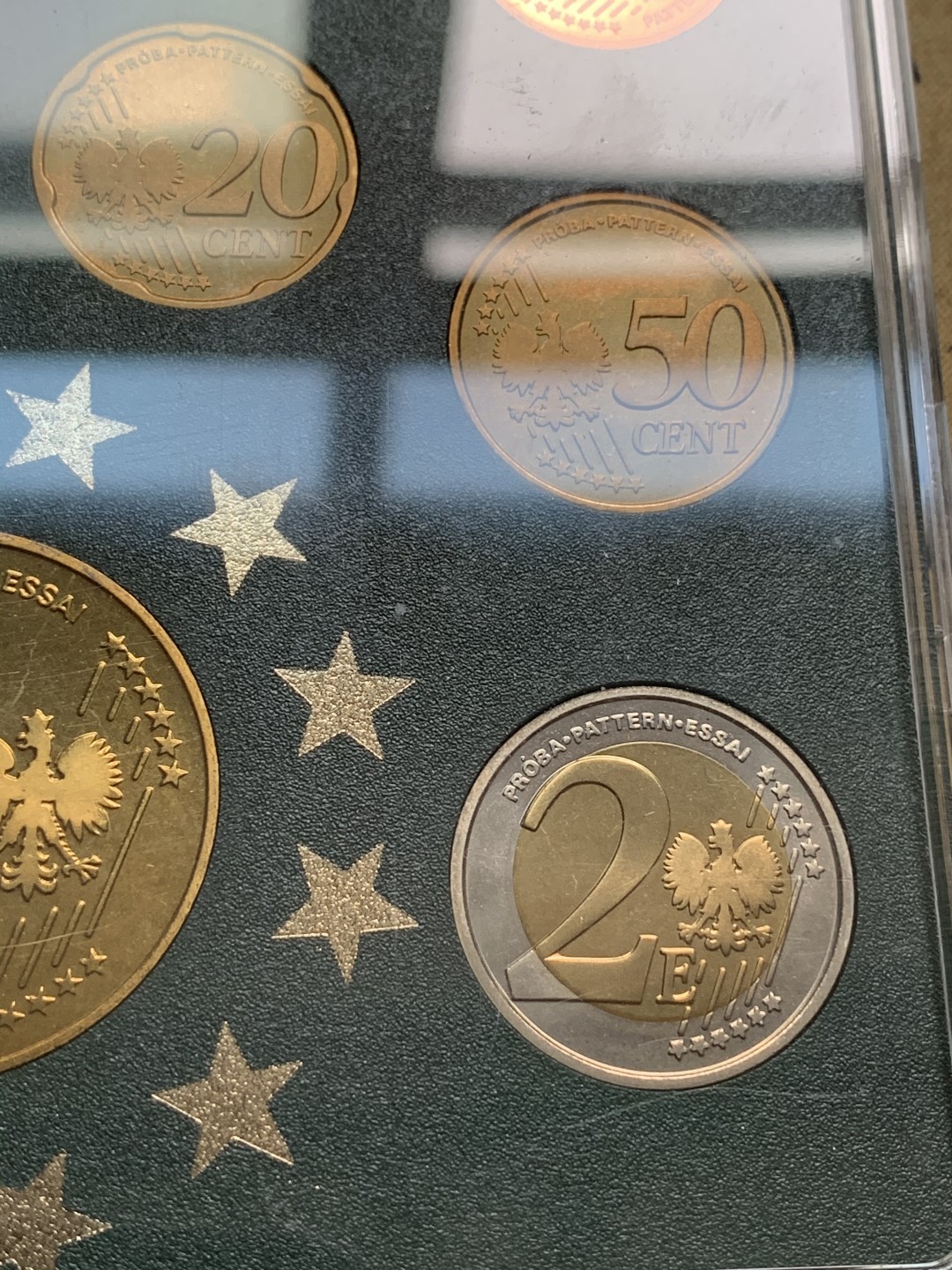 《竞宝斋》第66场-本周日，周一2场连拍（全场不限金额包邮） 原装 波兰2004年 九枚 1分到5欧元 试铸币 完美品相