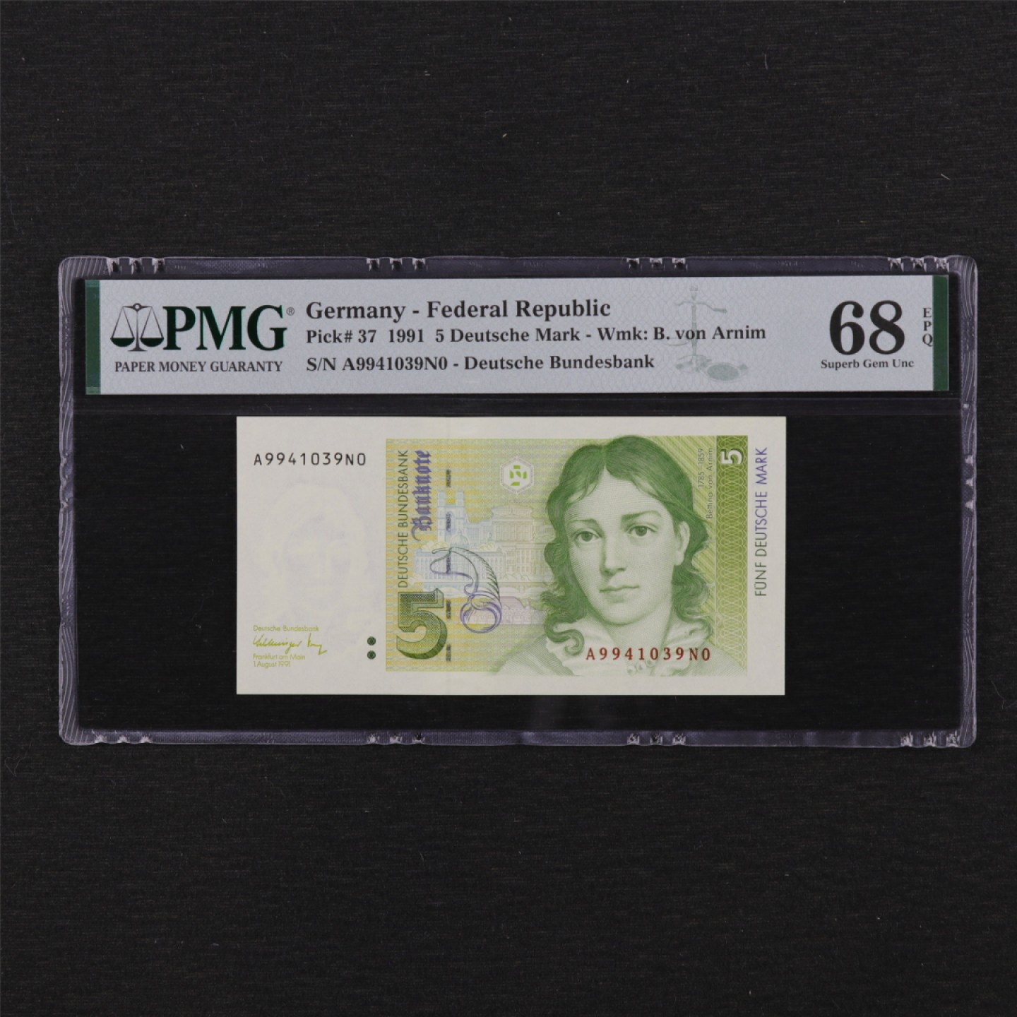 【亘邦集藏】第114期拍卖 1992年 德国5马克 PMG 68EPQ A9941039