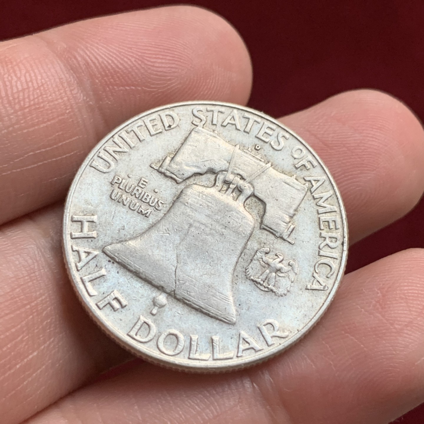 《竞宝斋》第66场-本周日，周一2场连拍（全场不限金额包邮） 美国 1963年 富兰克林 半美元 银币 原味状态