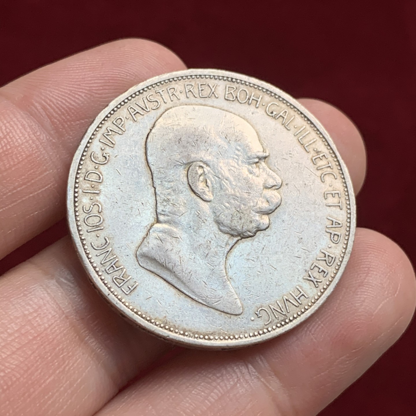 《竞宝斋》第66场-本周日，周一2场连拍（全场不限金额包邮） 1908年  奥地利 5克朗 银币 奔跑的疯女人 细节不错 涨了