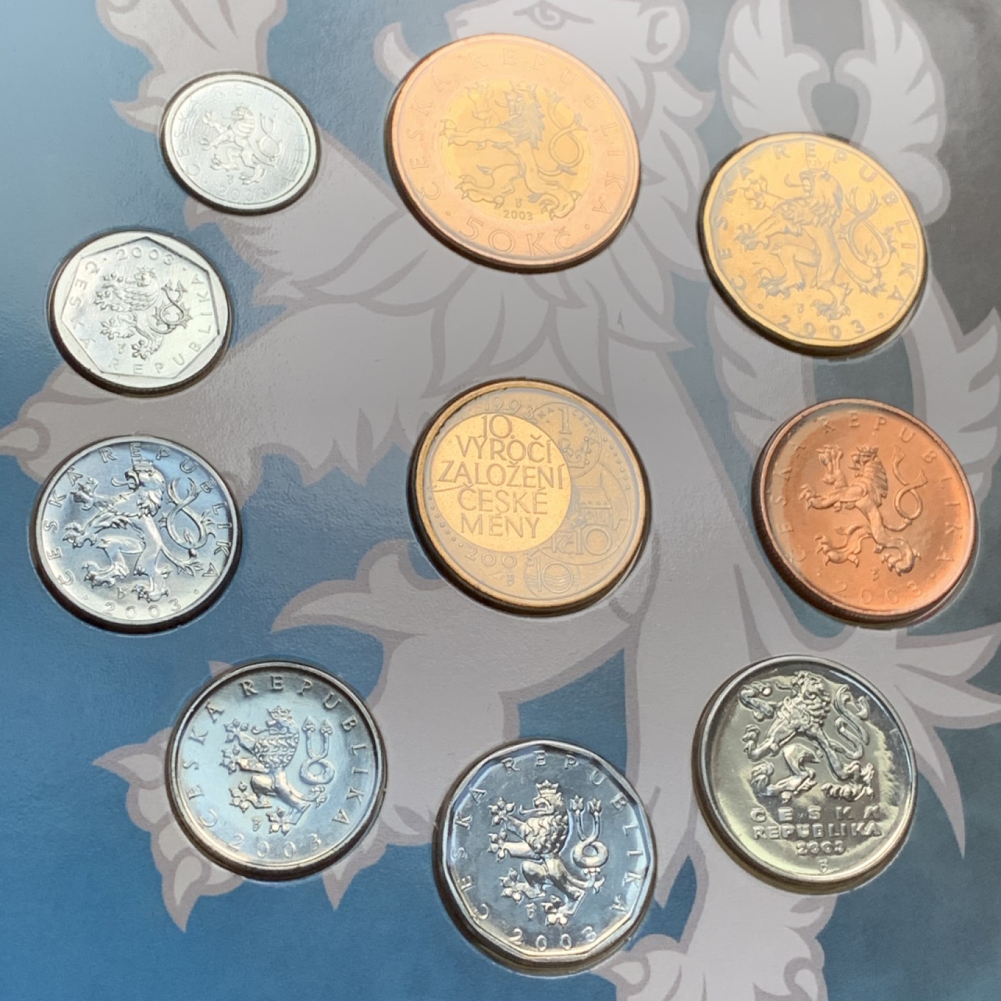 《竞宝斋》第66场-本周日，周一2场连拍（全场不限金额包邮）  卡装 捷克2003年 10枚封装版套币 完美状态