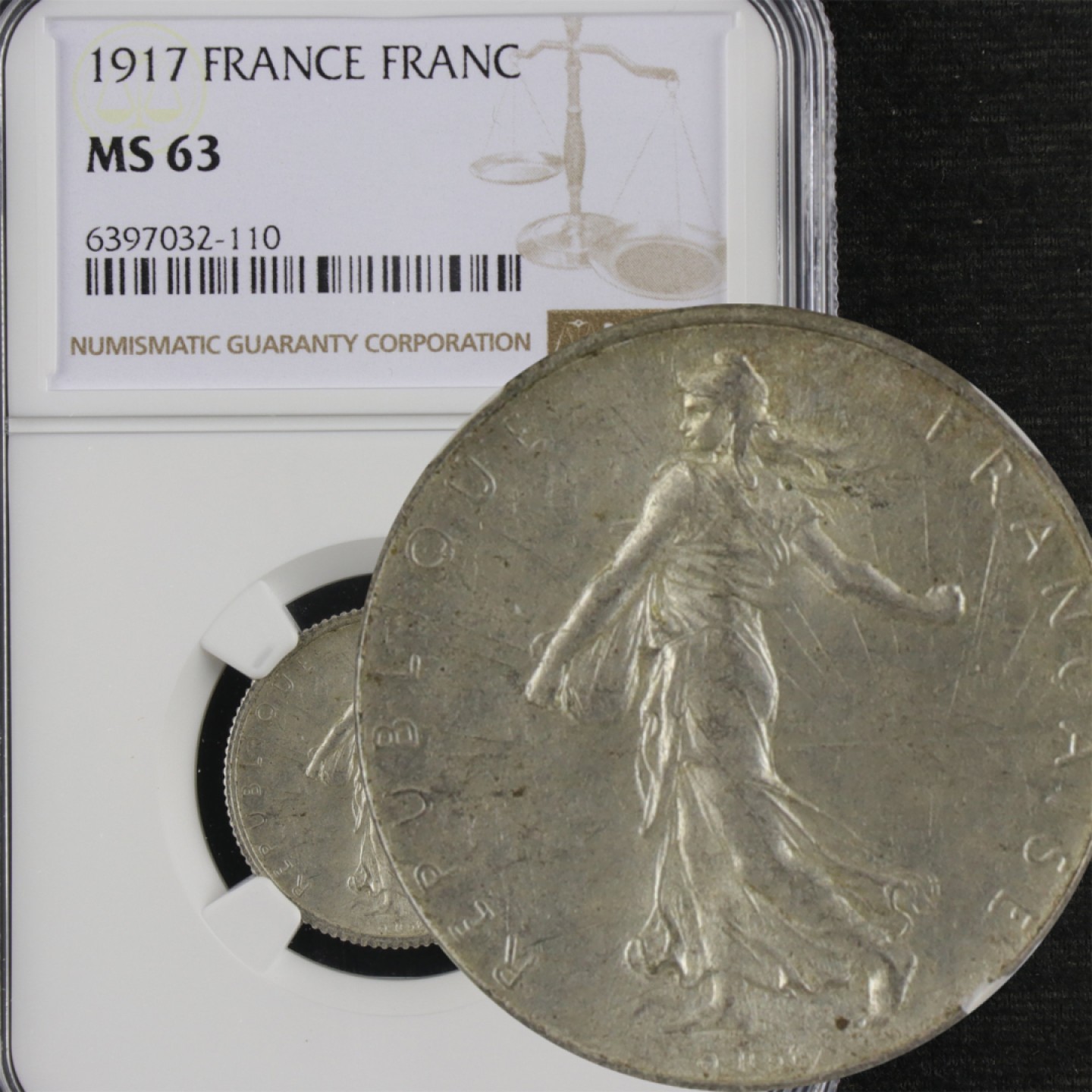 【亘邦集藏】第114期拍卖 1917年 法国1法郎硬币 NGC MS 63 6397032-110