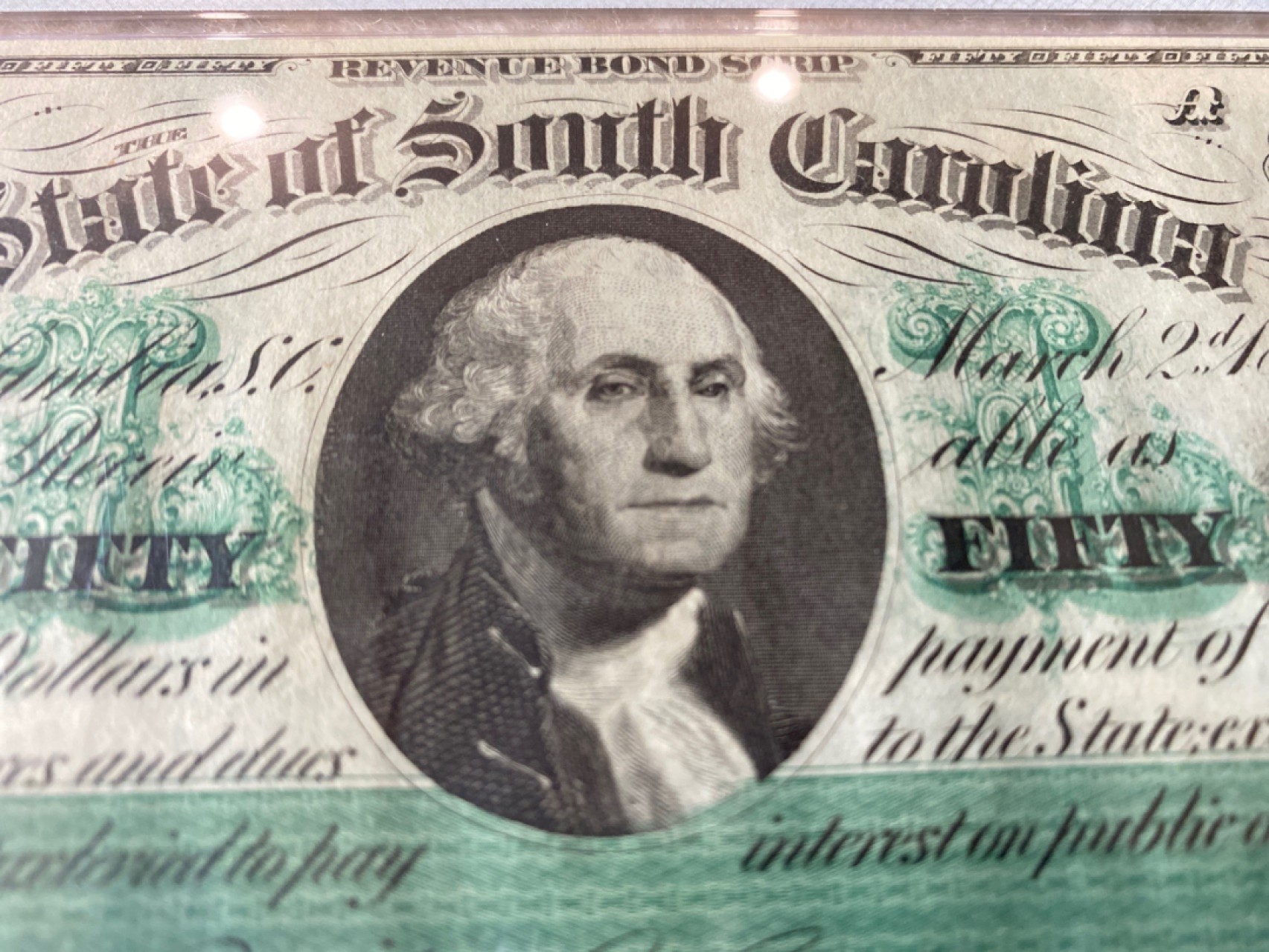 收藏联盟Quantum Auction第168期拍卖 今晚七点开拍 快来捡漏咯 1872年美国加利福利亚50美元 国父华盛顿双面雕刻 无47号码 PMG65E