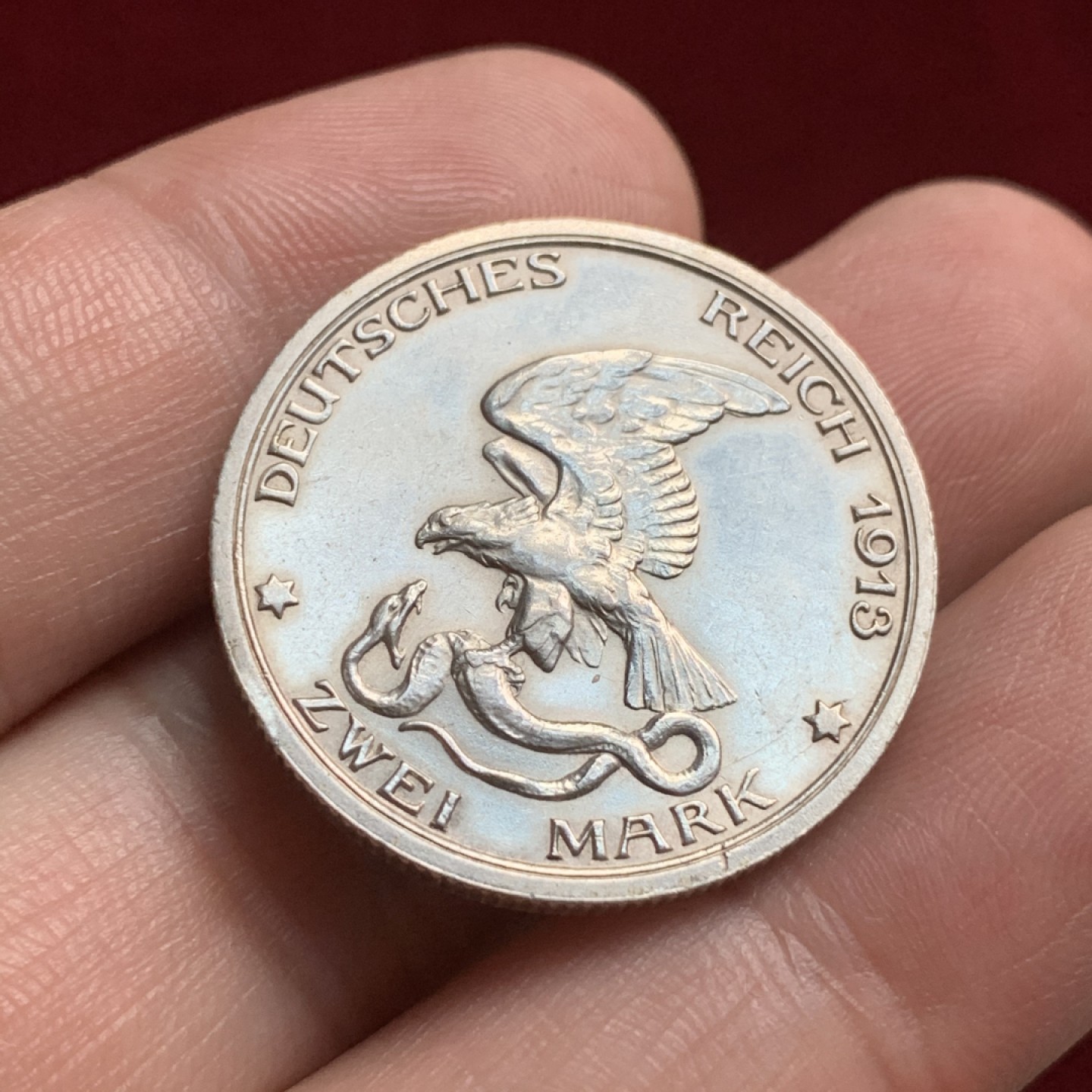 《竞宝斋》第66场-本周日，周一2场连拍（全场不限金额包邮） 德国普鲁士1913年战胜拿破仑2马克 纪念银币