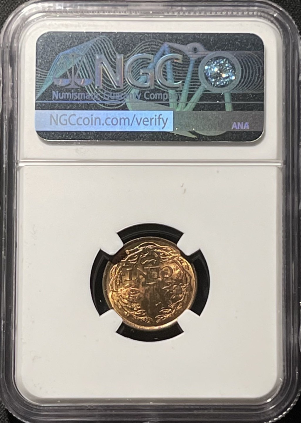 紫瑗钱币——第196期拍卖 荷属安德烈斯 1963年 盾徽 1分 铜币 NGC MS63 RB