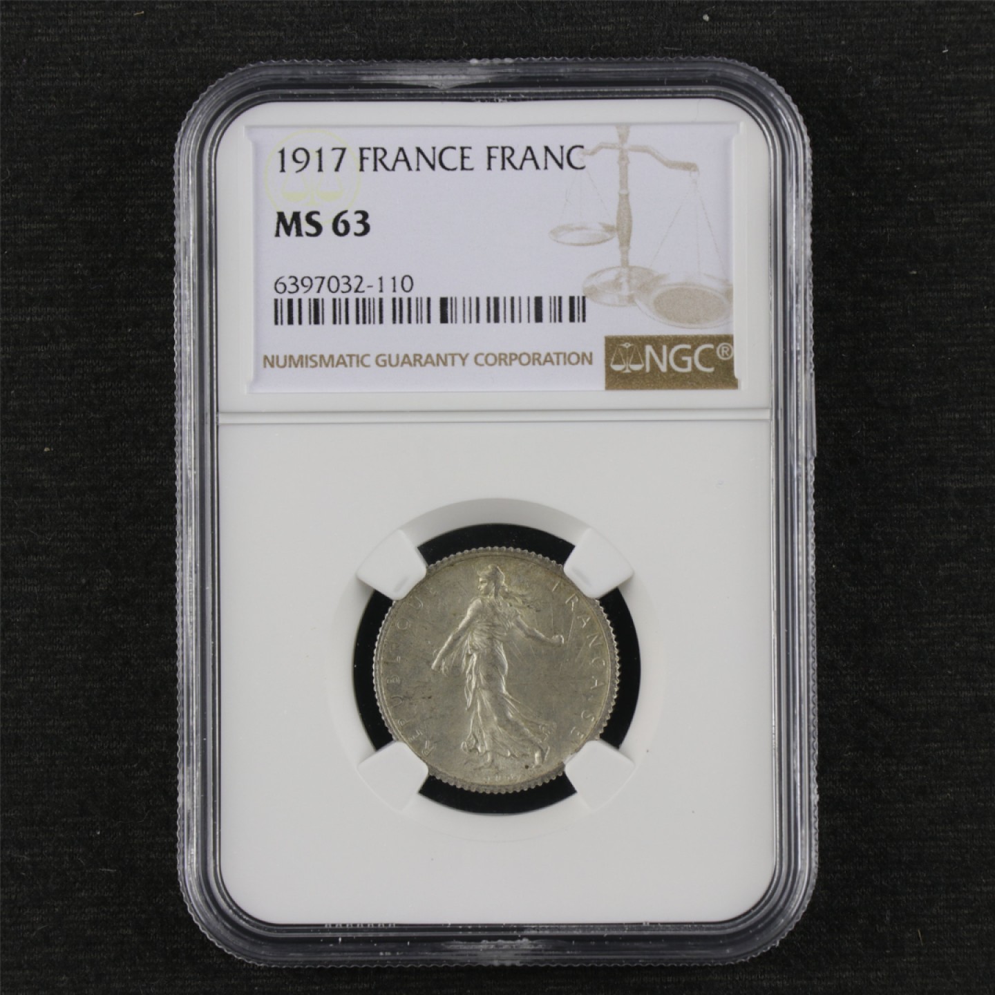 【亘邦集藏】第114期拍卖 1917年 法国1法郎硬币 NGC MS 63 6397032-110