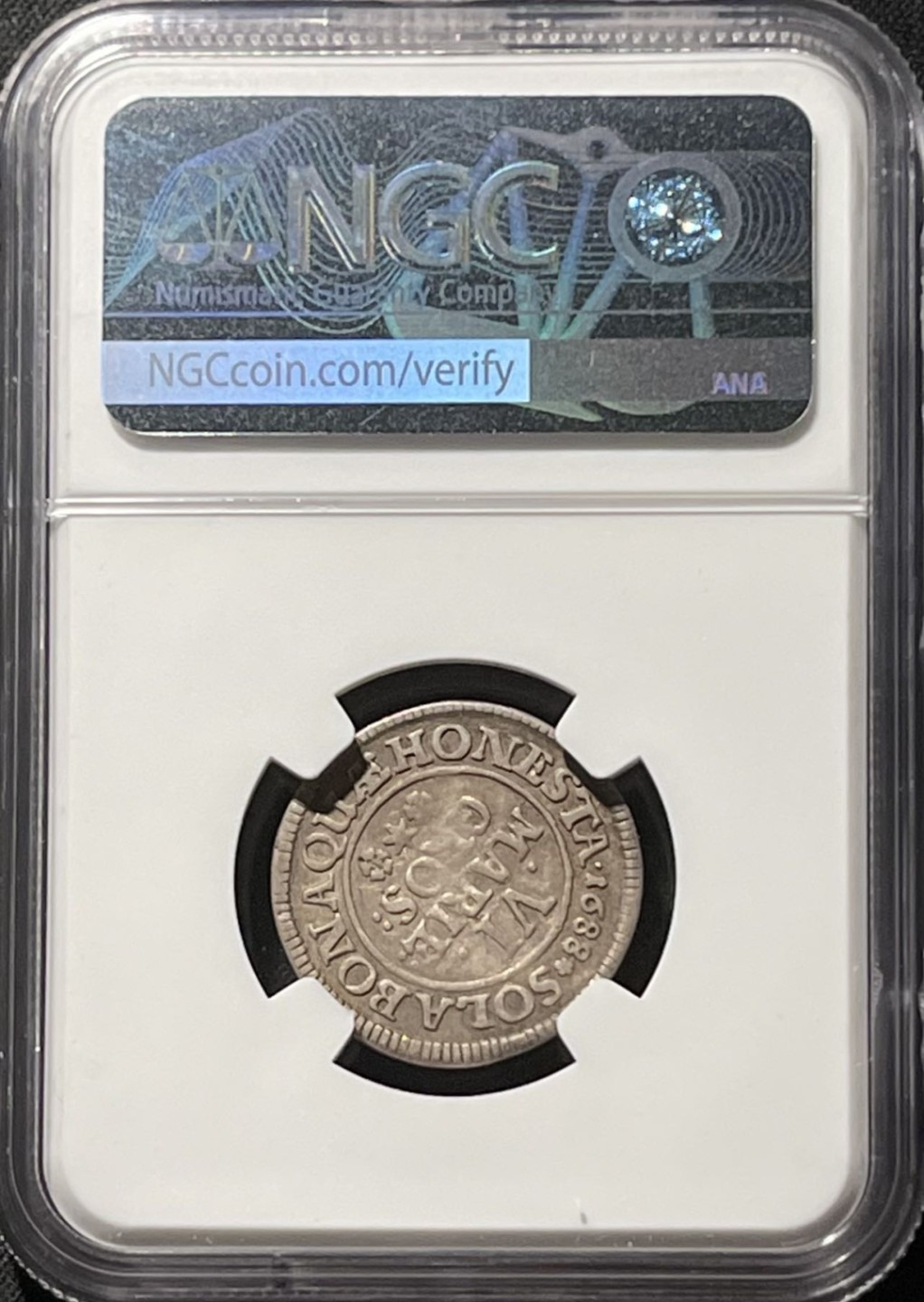 紫瑗钱币——第196期拍卖 德国 不伦瑞克-沃尔芬布特尔 1688年 野人 6Mariengroschen 银币 NGC VF35