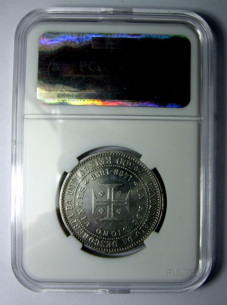 葡萄牙银币,卡洛斯一世,1898发现美洲400周年500瑞斯,UNC好品钱币