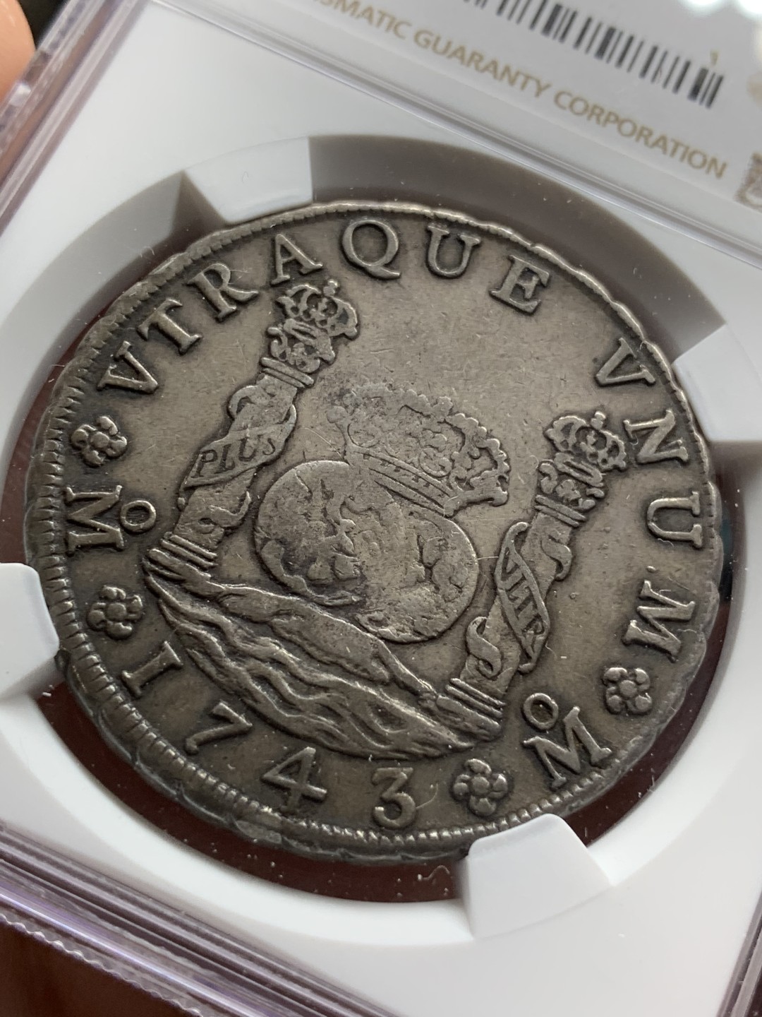 《竞宝斋》第66场-本周日，周一2场连拍（全场不限金额包邮） NGC-XF40 墨西哥 1743年 费利佩五世 地球双柱8R 大银币 原味老包浆 大热品种