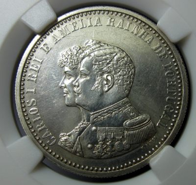 葡萄牙银币,卡洛斯一世,1898发现美洲400周年500瑞斯,UNC好品钱币 - 葡萄牙银币,卡洛斯一世,1898发现美洲400周年500瑞斯,UNC好品钱币
