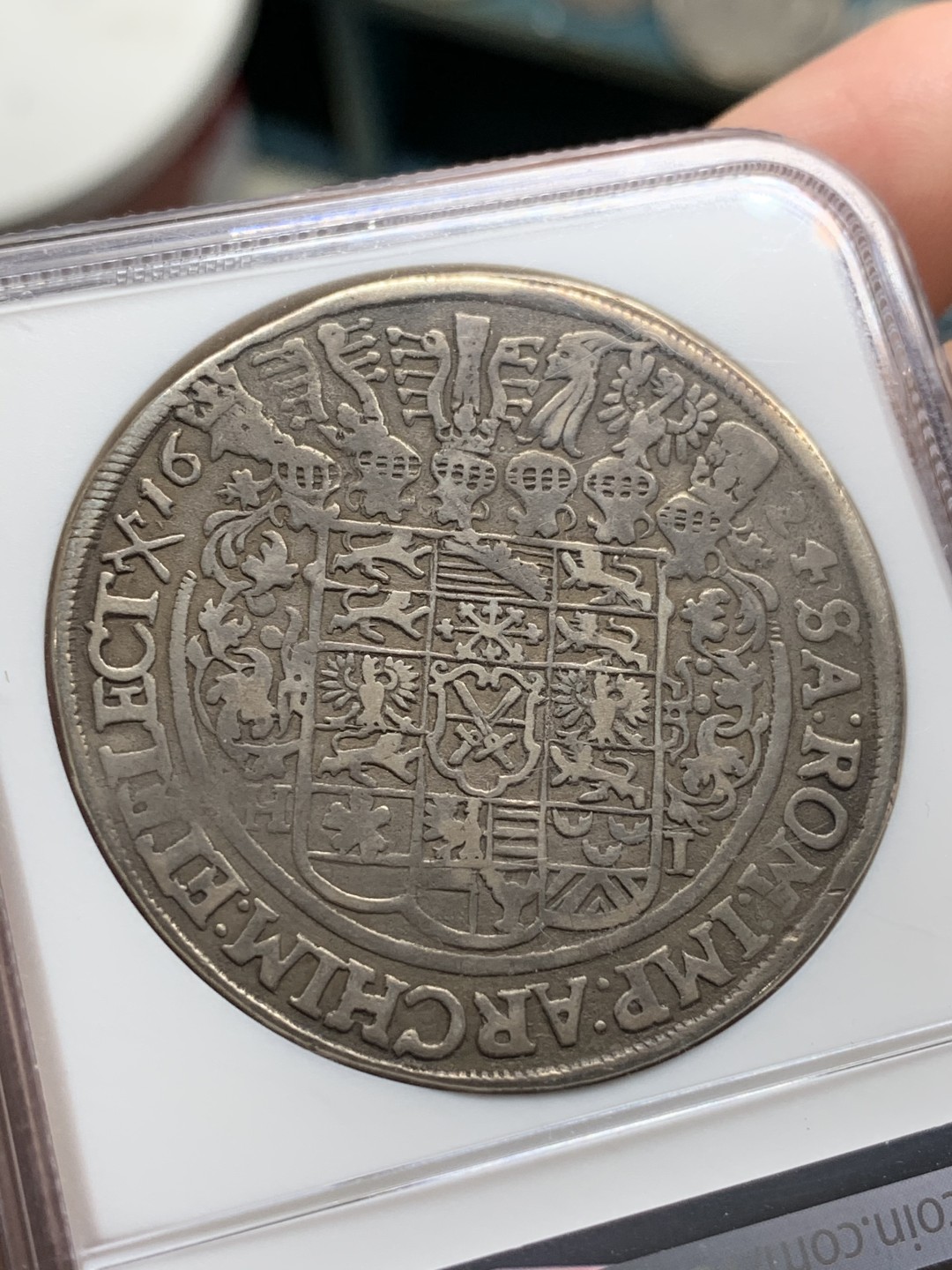 《竞宝斋》第66场-本周日，周一2场连拍（全场不限金额包邮） NGC VF35 德国 萨克森 1624年 持剑武士 老泰勒银币，400年的老银币，保存的非常好