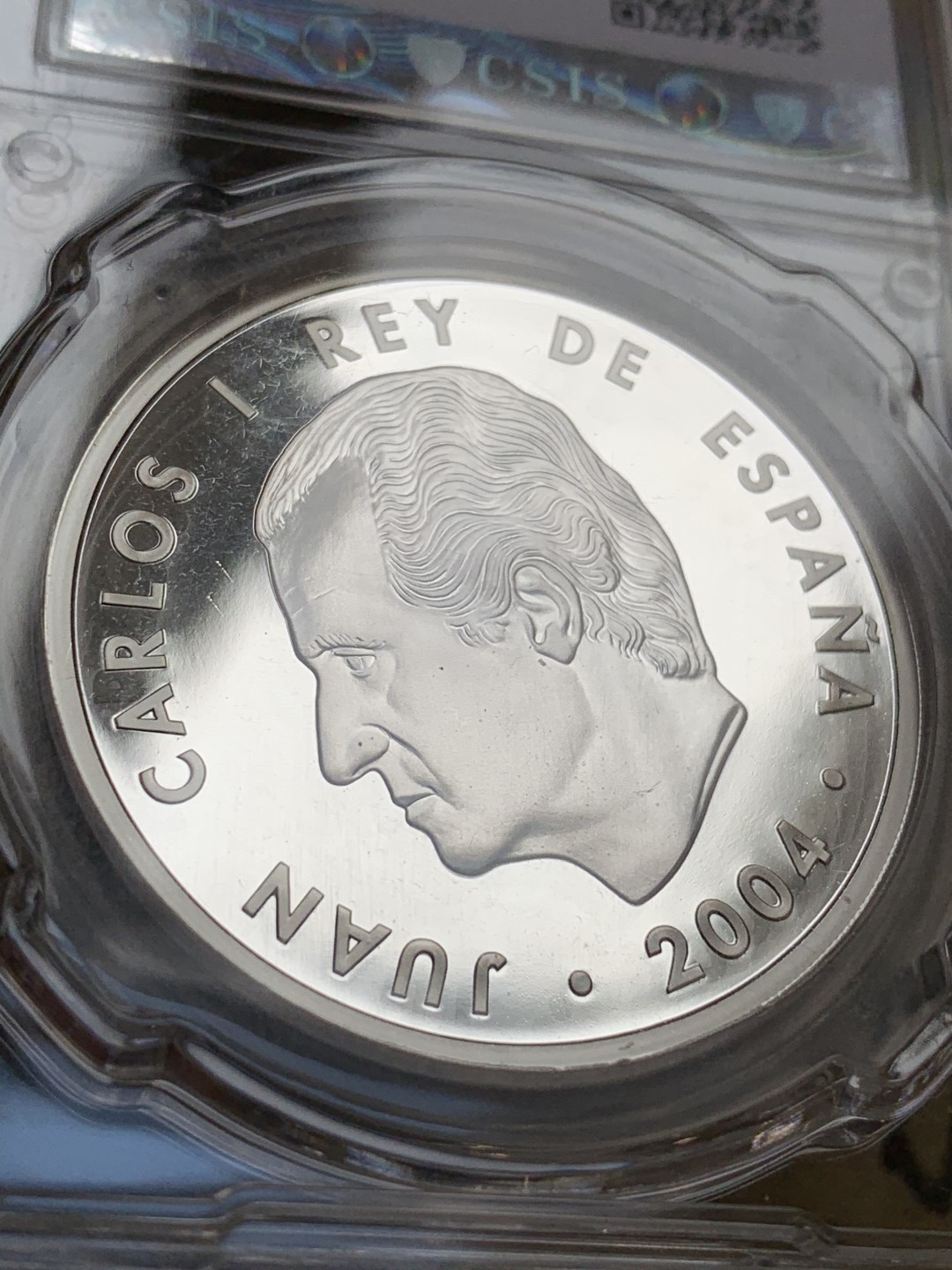 《竞宝斋》第66场-本周日，周一2场连拍（全场不限金额包邮） 2004年西班牙信泰评级欧盟东扩银币