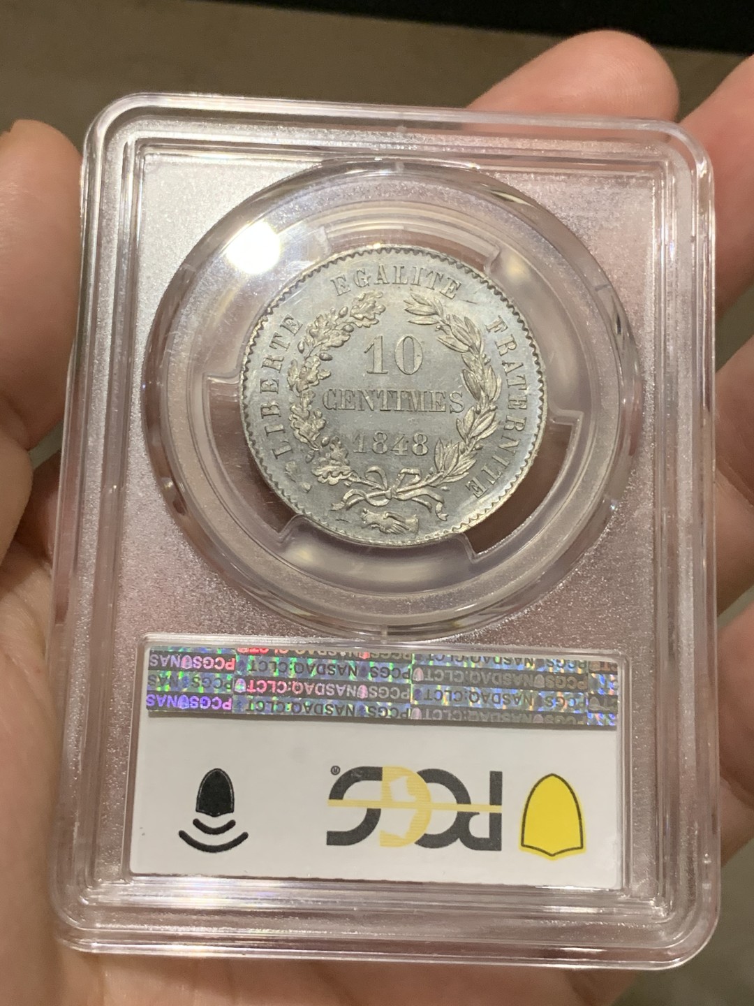 《竞宝斋》第66场-本周日，周一2场连拍（全场不限金额包邮） 亚军分PCGS SP64 1848年法国10分样币，Essai，顶级品。飘柔秀发，肥美小脸，pl感十足 外拍法国样币上涨厉害
