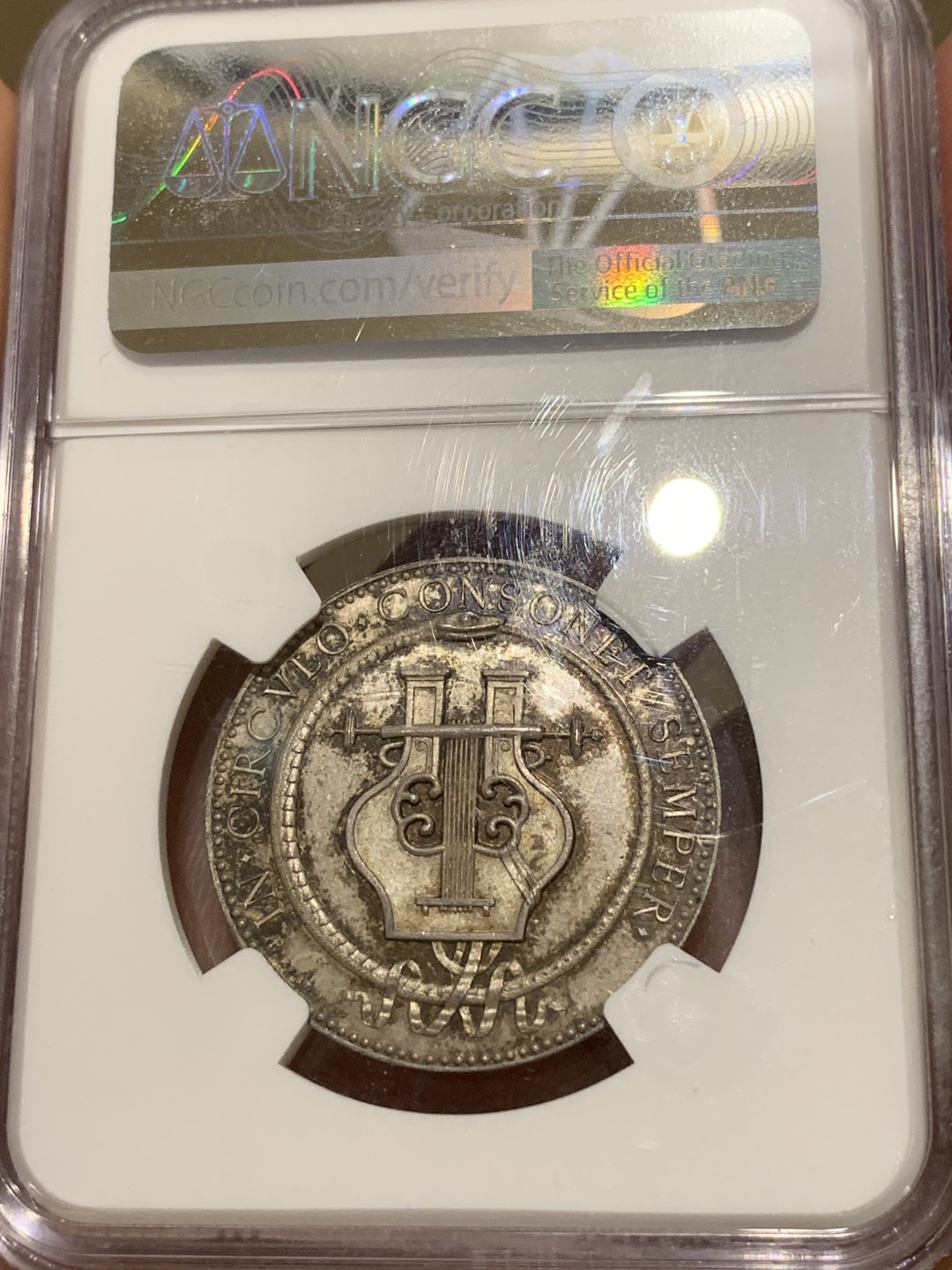 《竞宝斋》第66场-本周日，周一2场连拍（全场不限金额包邮） NGC MS63 1809年法国银质代币 高浮雕镜面五彩 包浆恰到好处，狮子等景物细节精制 值得珍藏
