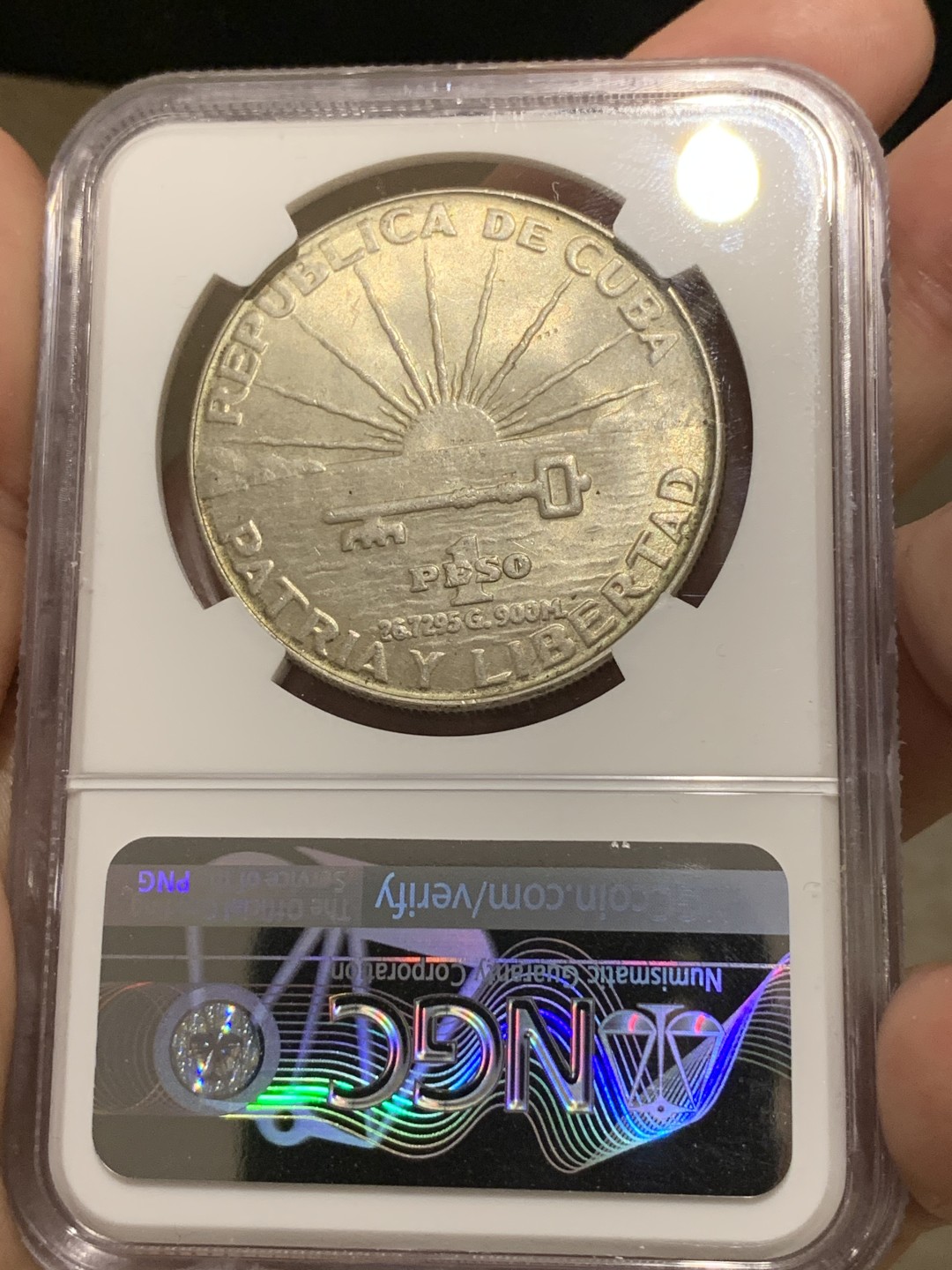 《竞宝斋》第66场-本周日，周一2场连拍（全场不限金额包邮） NGC-MS63 古巴 1953年 马丁1比索 原光好品大银币 一般见到都是满脸麻子的 这枚难得