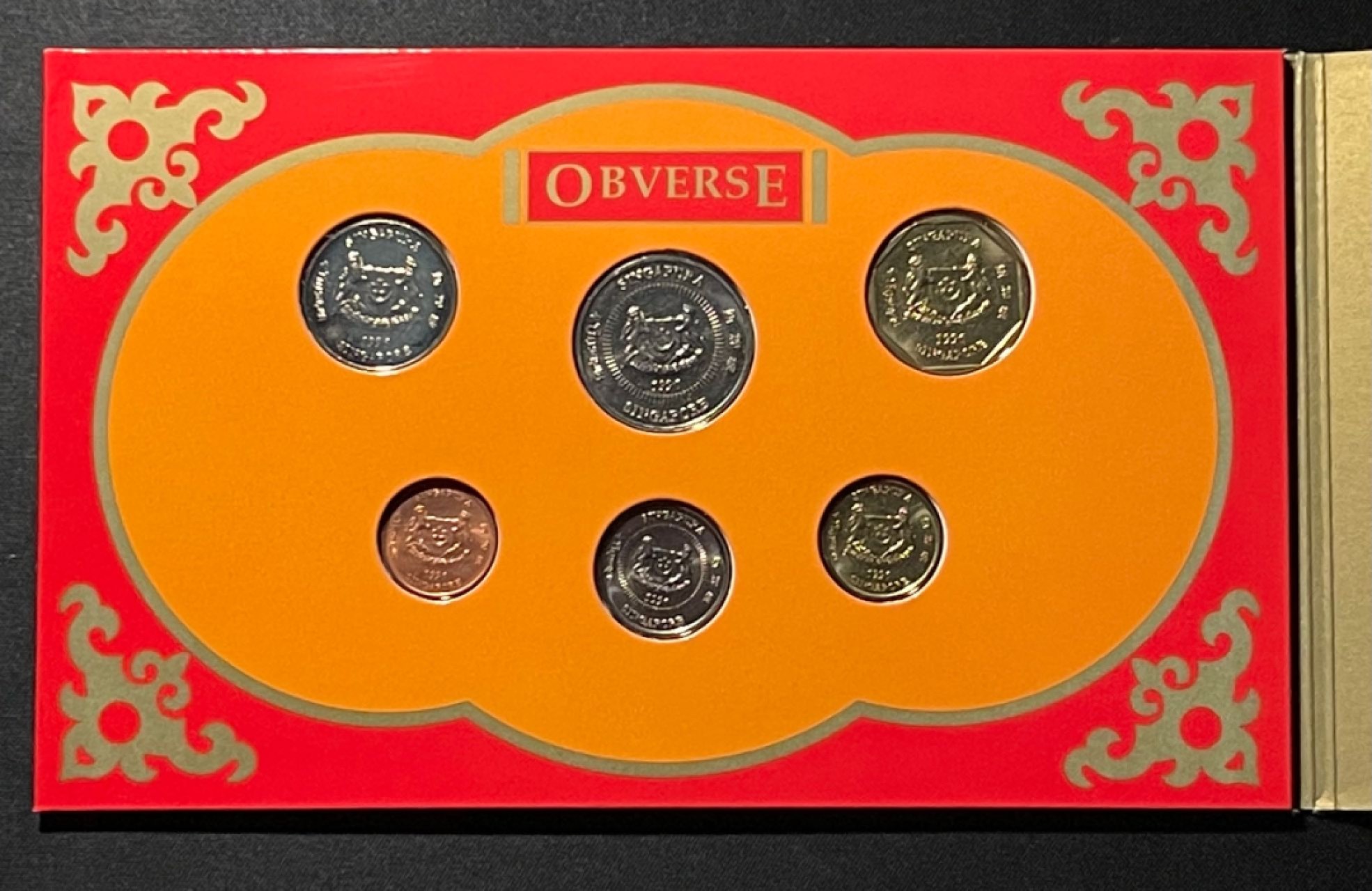 紫瑗钱币——第196期拍卖 新加坡 1996年 流通硬币 1分——5元 7枚全套 红包 带5元