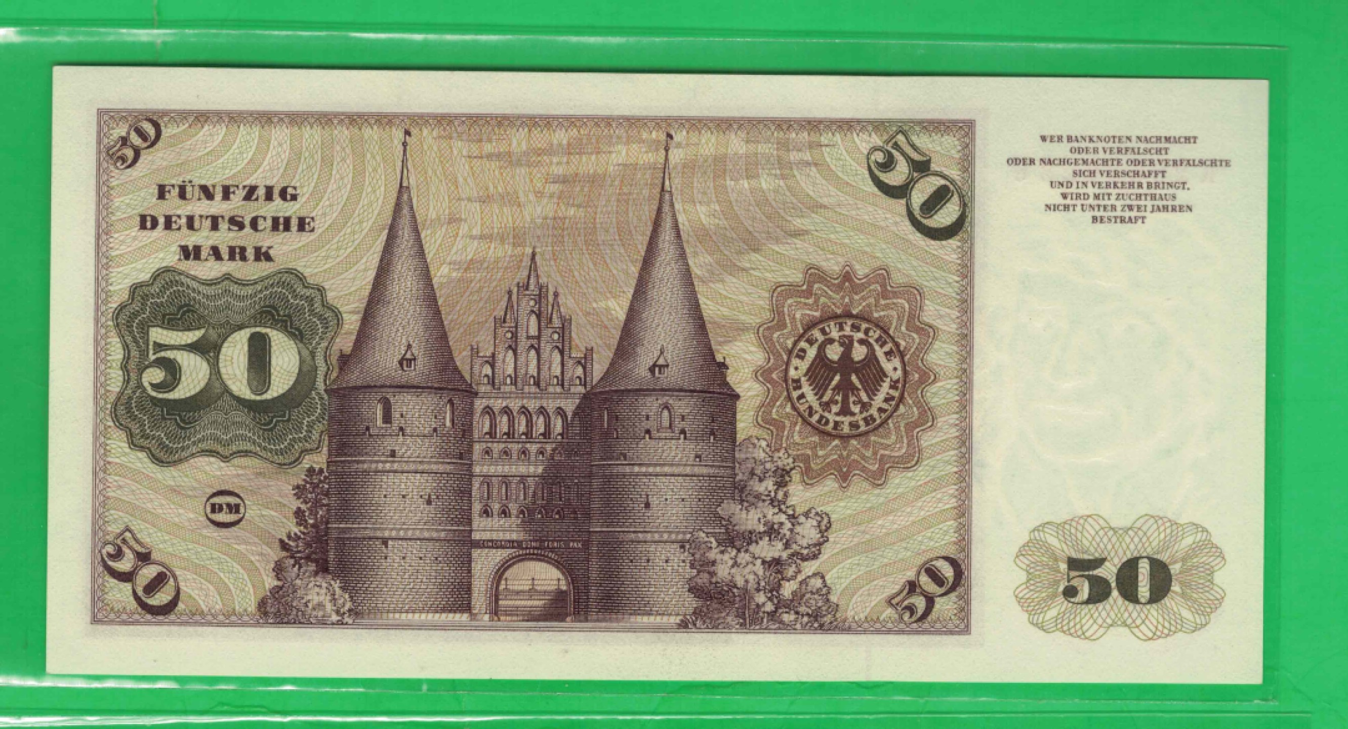 德国1960年50马克 克劳斯P-21 无47 欧洲纸币 实物图 UNC