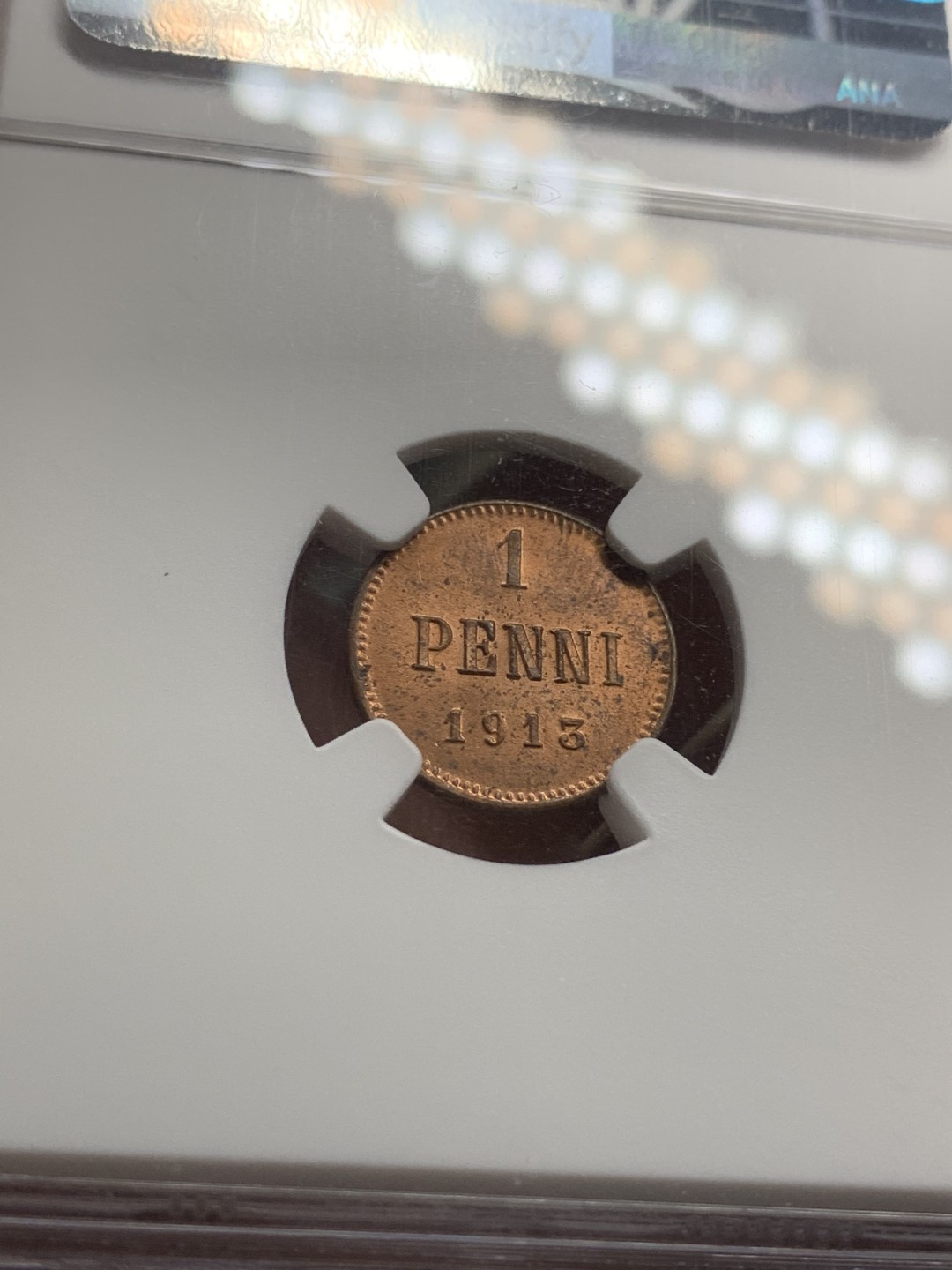 《竞宝斋》第66场-本周日，周一2场连拍（全场不限金额包邮） NGC-MS64RB 俄占芬兰 1913年  1盆尼 铜币 细节好 光线足 保存不容易