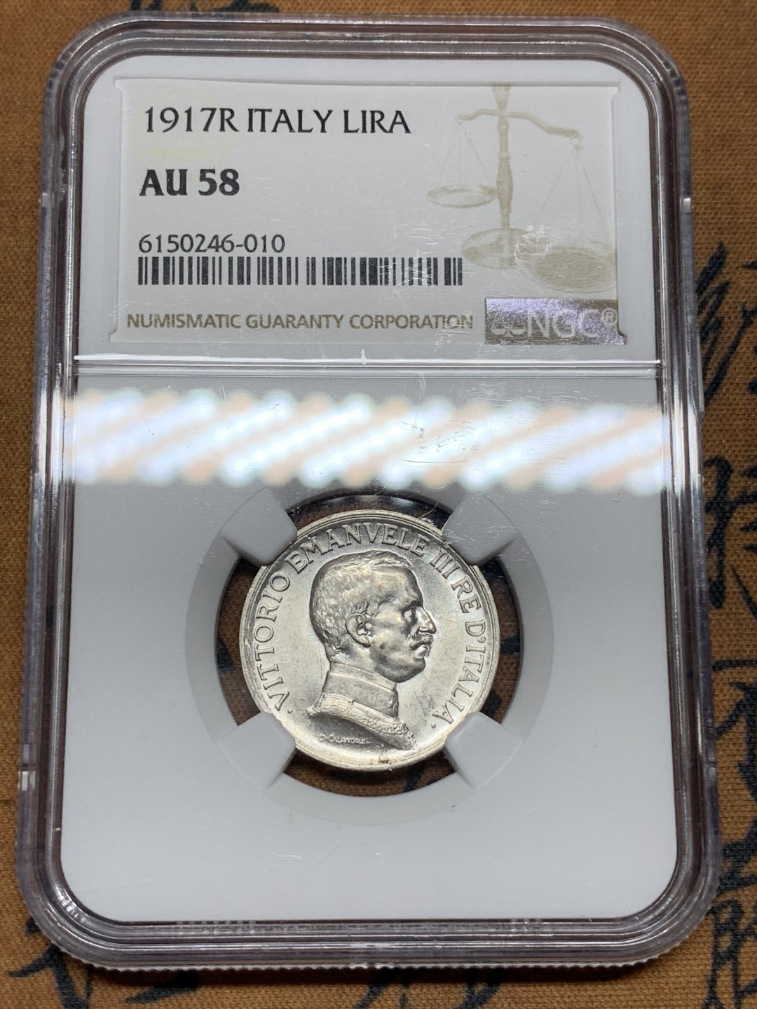 《竞宝斋》第66场-本周日，周一2场连拍（全场不限金额包邮） NGC-AU58 意大利 1917年 马车1里拉 低评 感觉62分状态