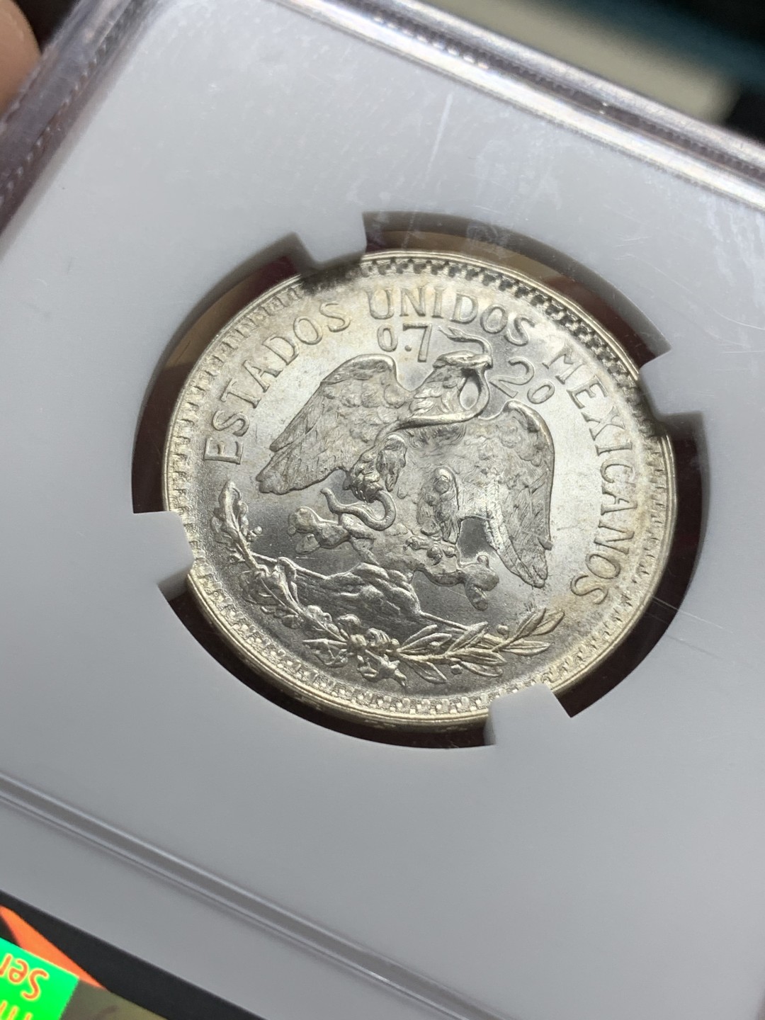 《竞宝斋》第66场-本周日，周一2场连拍（全场不限金额包邮） NGC-MS65 墨西哥 1944-M 墨西哥半比索 底板完好 银光熠熠 有镜面效果