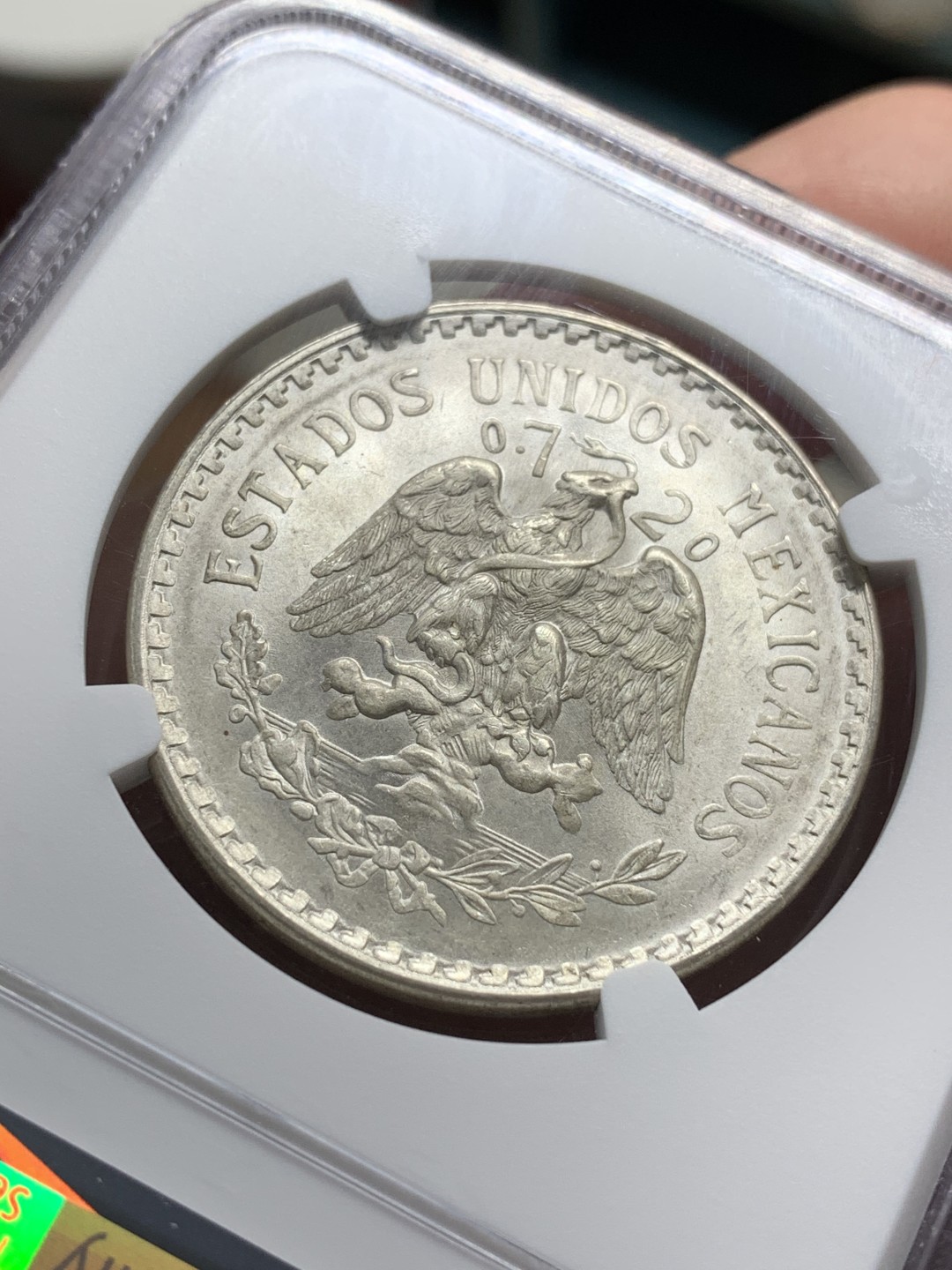 《竞宝斋》第66场-本周日，周一2场连拍（全场不限金额包邮） NGC-MS66 墨西哥 1944-M 墨西哥比索 底板完美 银光熠熠 有镜面效果 难得高分