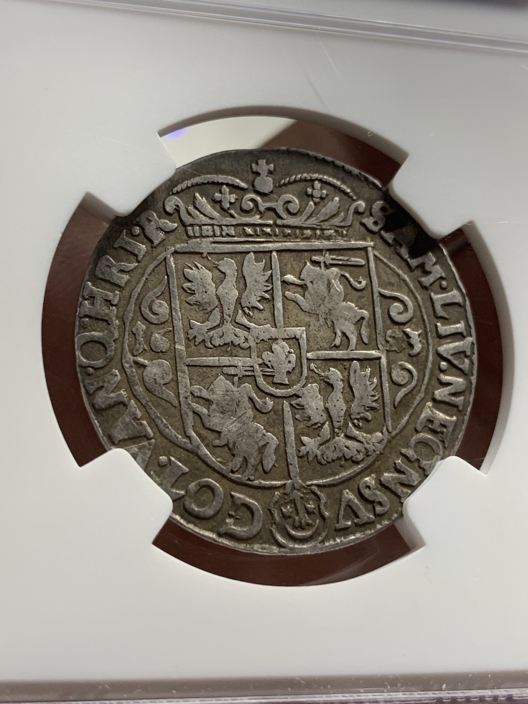 《竞宝斋》第66场-本周日，周一2场连拍（全场不限金额包邮） 第四名 NGC-XF40 波兰 1623年 齐格蒙特三世 1/4泰勒 银币 原味好品 细节清晰 稀少品种