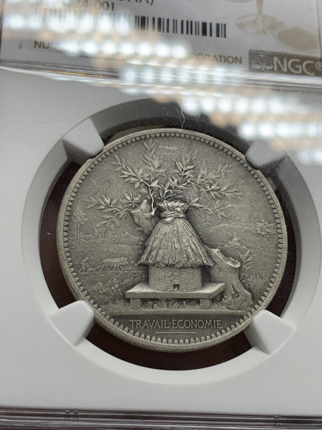 《竞宝斋》第66场-本周日，周一2场连拍（全场不限金额包邮） NGC MS63 1894年法国巴黎储蓄银行，法章大师夏普兰名作。细节状态到位 可收藏的品种