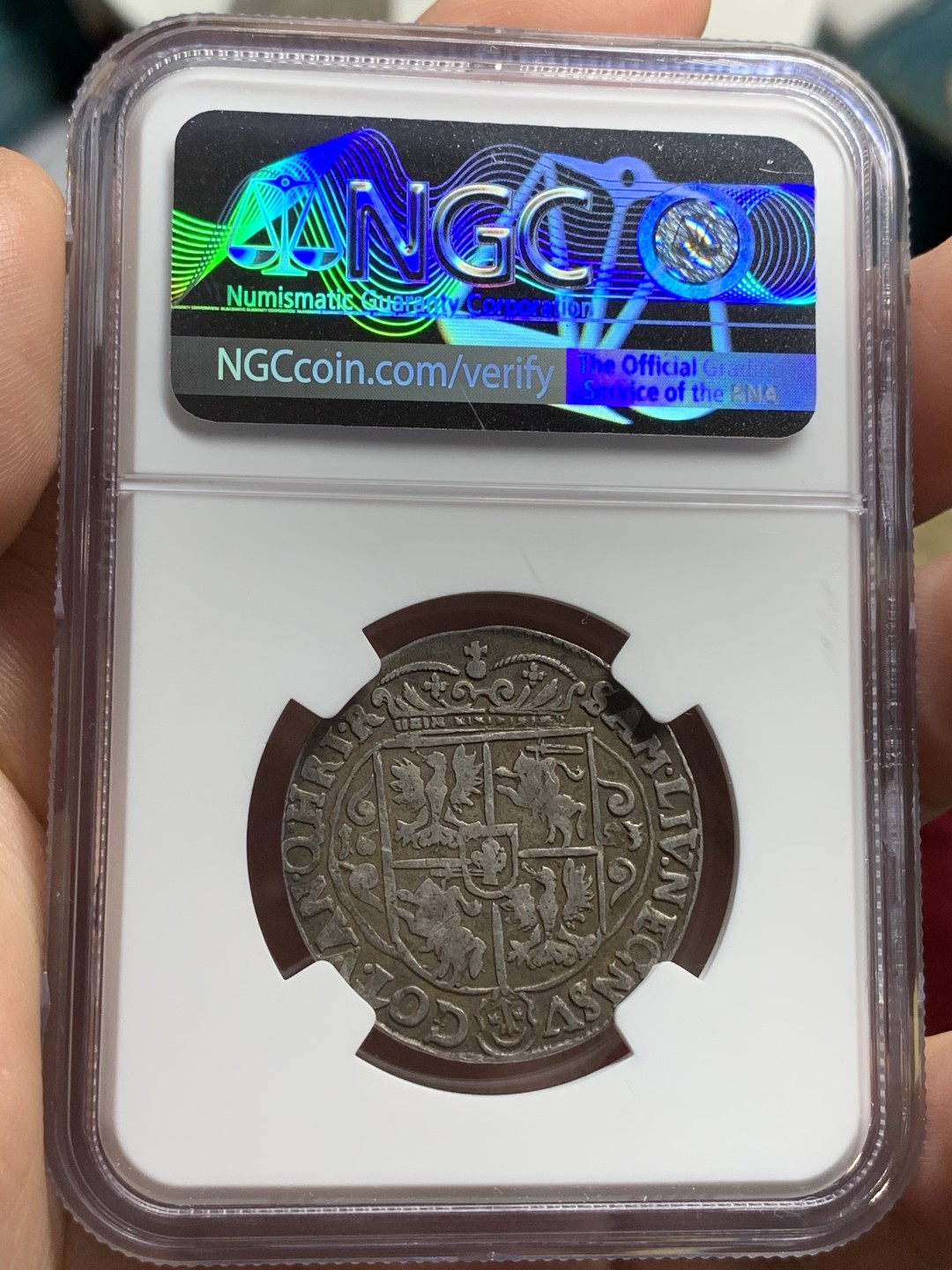 《竞宝斋》第66场-本周日，周一2场连拍（全场不限金额包邮） 第四名 NGC-XF40 波兰 1623年 齐格蒙特三世 1/4泰勒 银币 原味好品 细节清晰 稀少品种