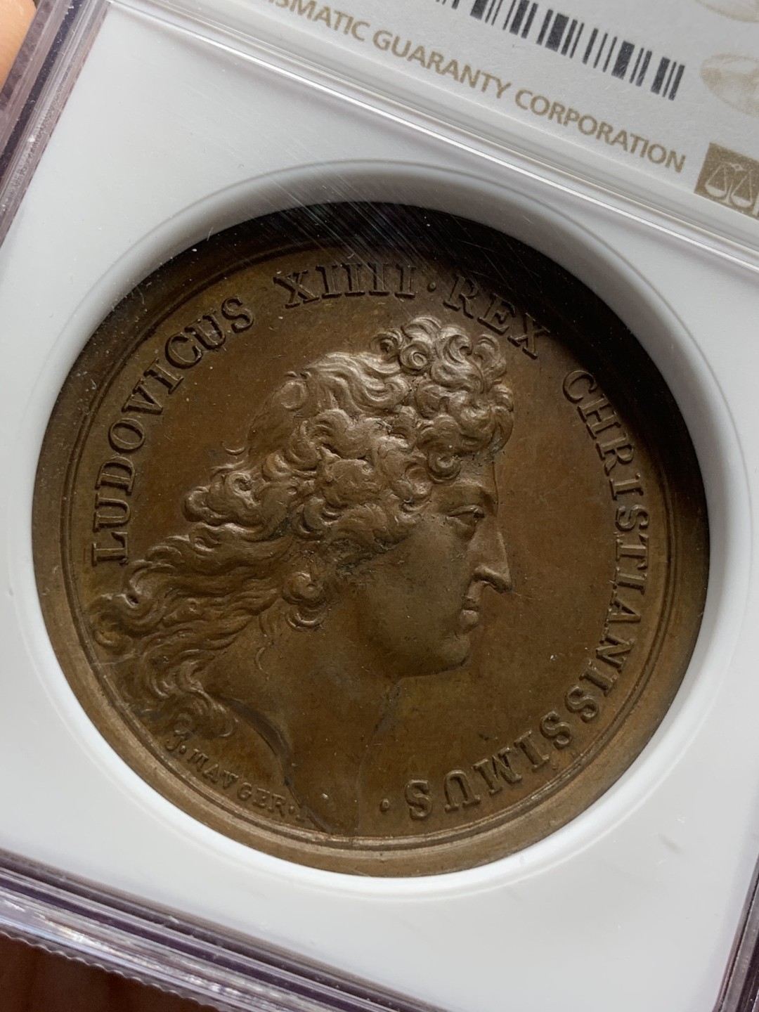 《竞宝斋》第66场-本周日，周一2场连拍（全场不限金额包邮） NGC MS62 法国1670年路易十四攻占洛林地区纪念高浮雕精美铜章