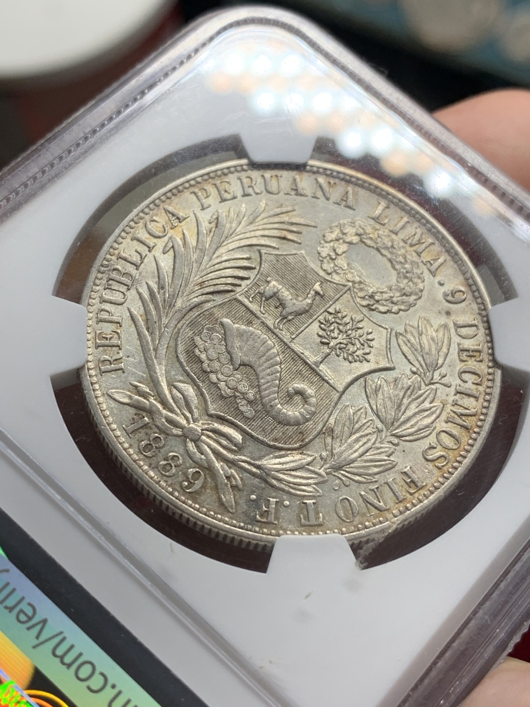 《竞宝斋》第66场-本周日，周一2场连拍（全场不限金额包邮） NGC-AU58 秘鲁 1889年 1索尔 坐人 银币 早期高银版 原味包浆 