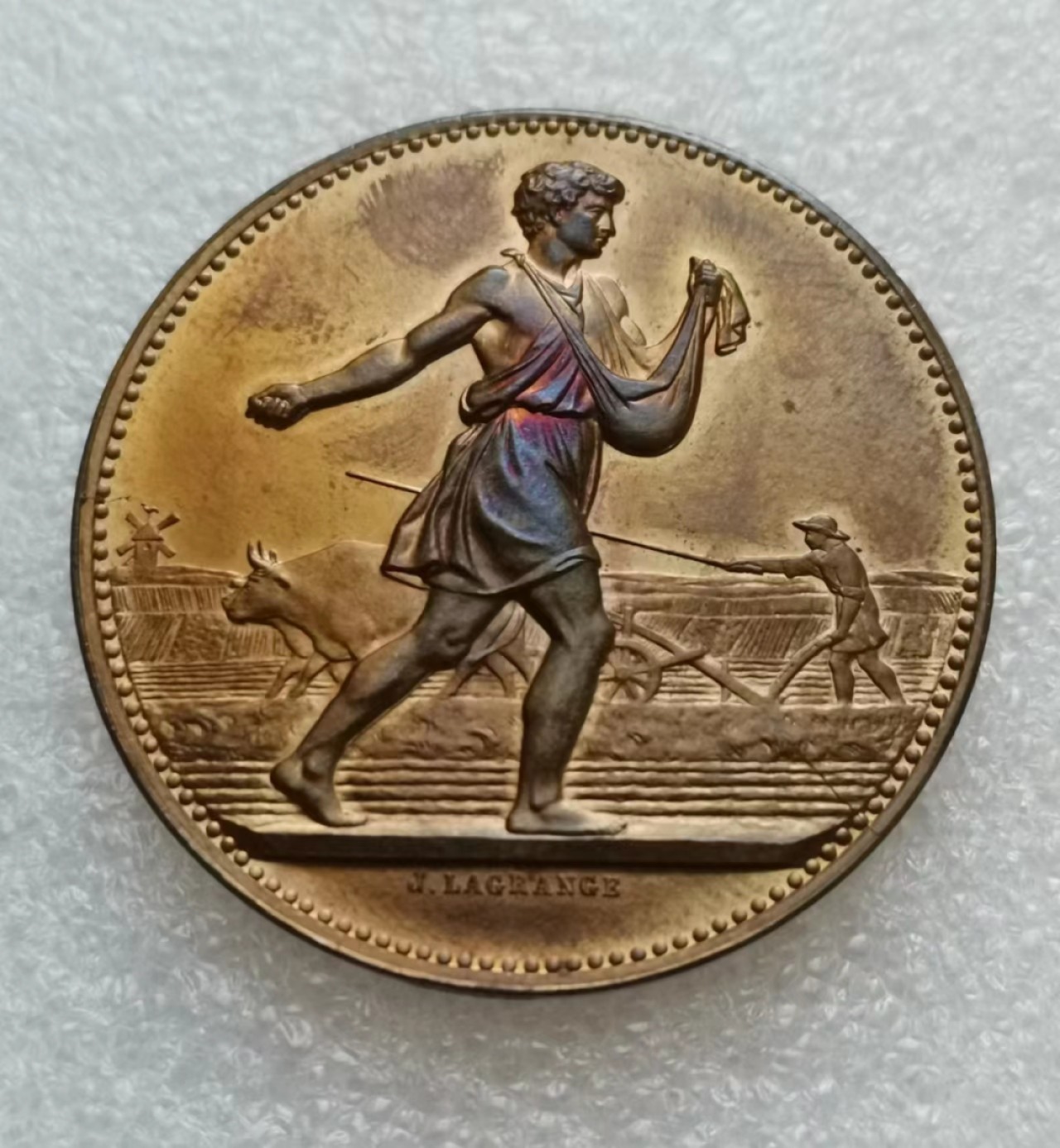 瓶子🏺第44期拍卖会 20世纪初法国农业播种铜章（铜光）