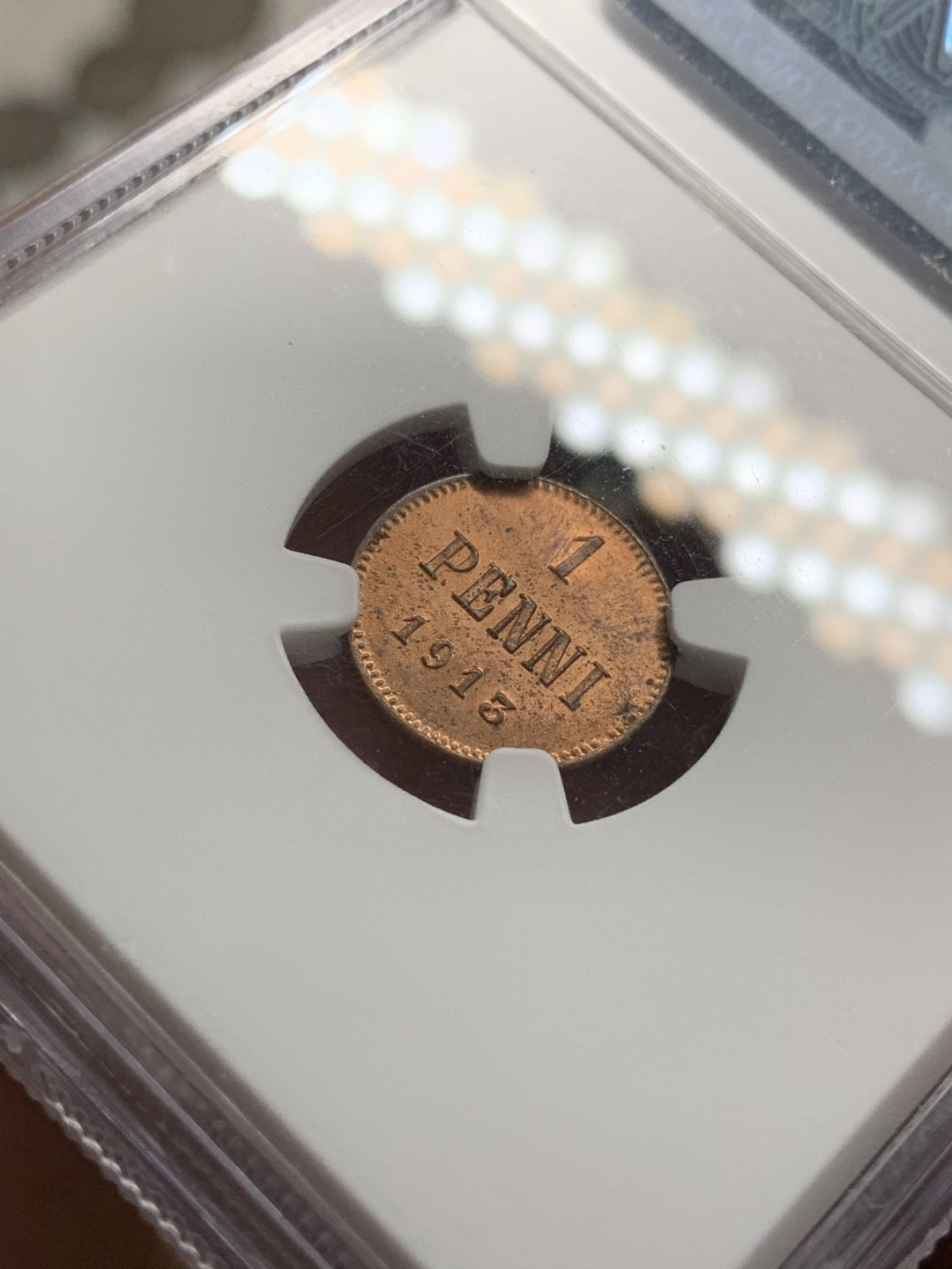 《竞宝斋》第66场-本周日，周一2场连拍（全场不限金额包邮） NGC-MS64RB 俄占芬兰 1913年  1盆尼 铜币 细节好 光线足 保存不容易