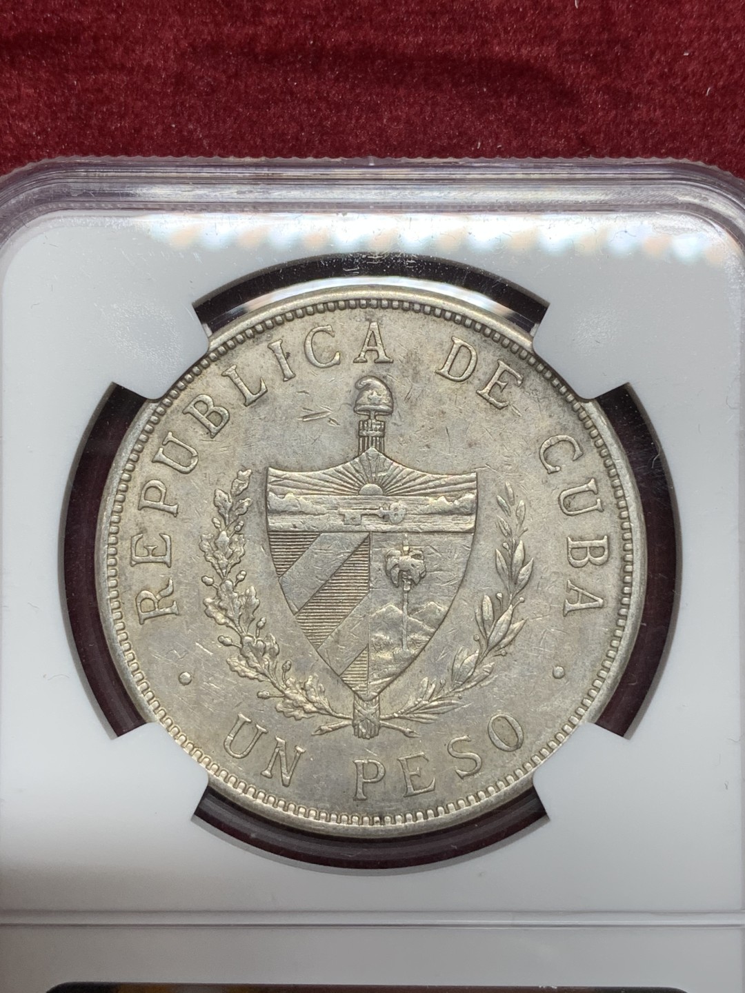 《竞宝斋》第66场-本周日，周一2场连拍（全场不限金额包邮） NGC-AU50 古巴 1934年 大五星1比索 银币 带光好品 已经越来越少了