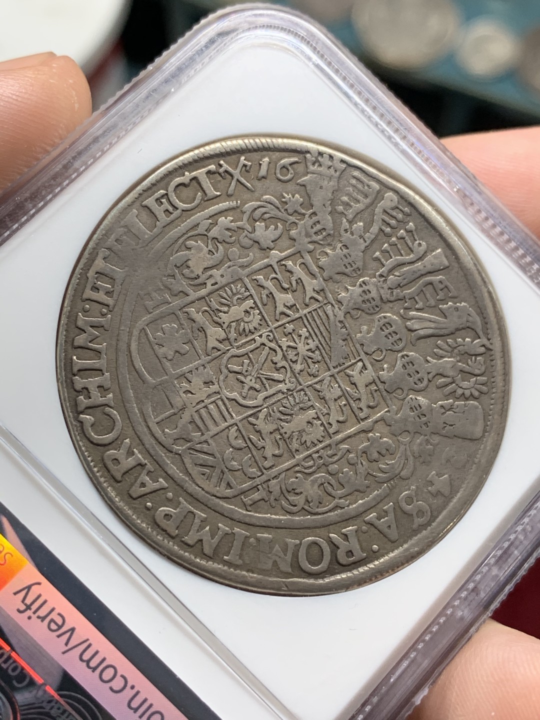 《竞宝斋》第66场-本周日，周一2场连拍（全场不限金额包邮） NGC VF35 德国 萨克森 1624年 持剑武士 老泰勒银币，400年的老银币，保存的非常好