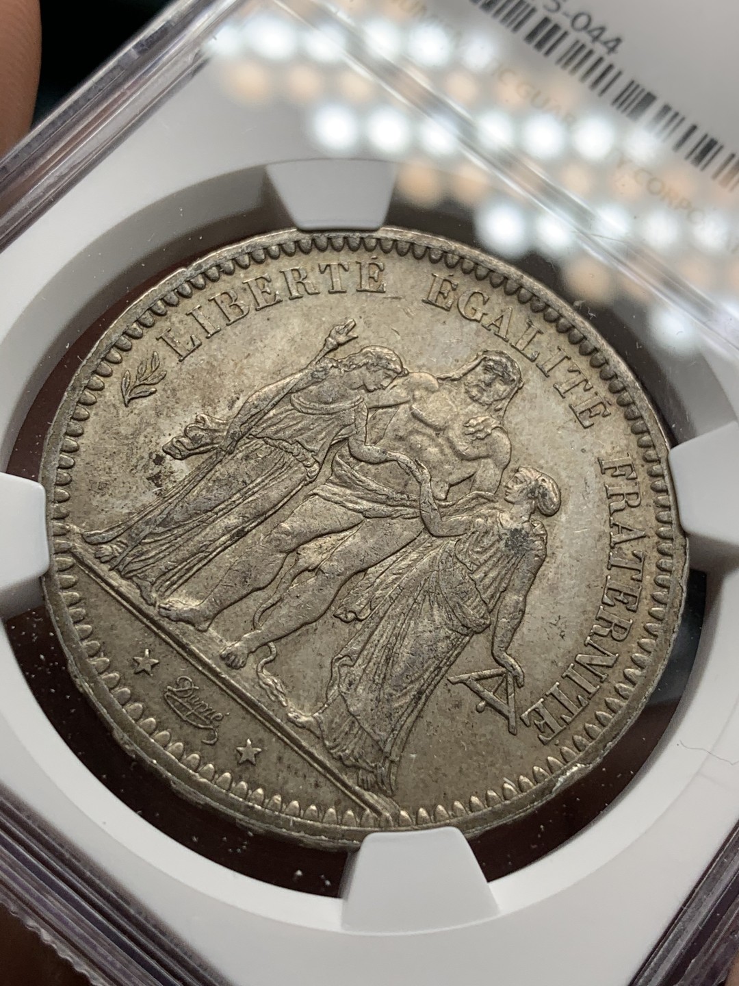 《竞宝斋》第66场-本周日，周一2场连拍（全场不限金额包邮） NGC-AU58 法国 1873年 大力神 5法郎 原味老包浆 很舒服的大银币