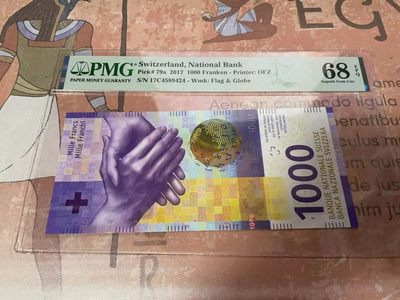 【Blue Auction】✨世界纸币精拍第195期【精】 - 瑞士 2017年1000法郎 最高值 PMG68EPQ 超高分