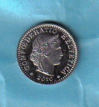 瑞士2010年20生丁(20分) 欧洲硬币 品相如图 UNC-