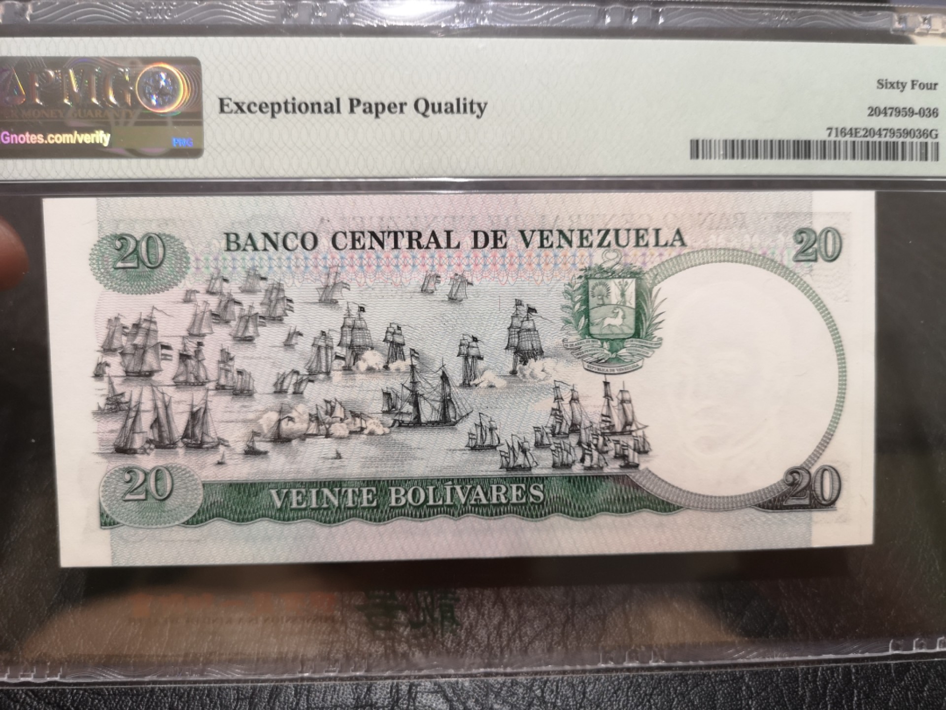 《外钞收藏家》第一百八十四期拍卖 1987年委内瑞拉20 PMG64 纪念钞