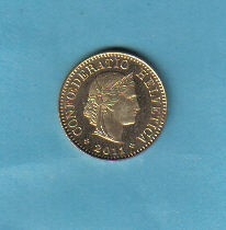 瑞士2011年5生丁 品相如图 UNC  
