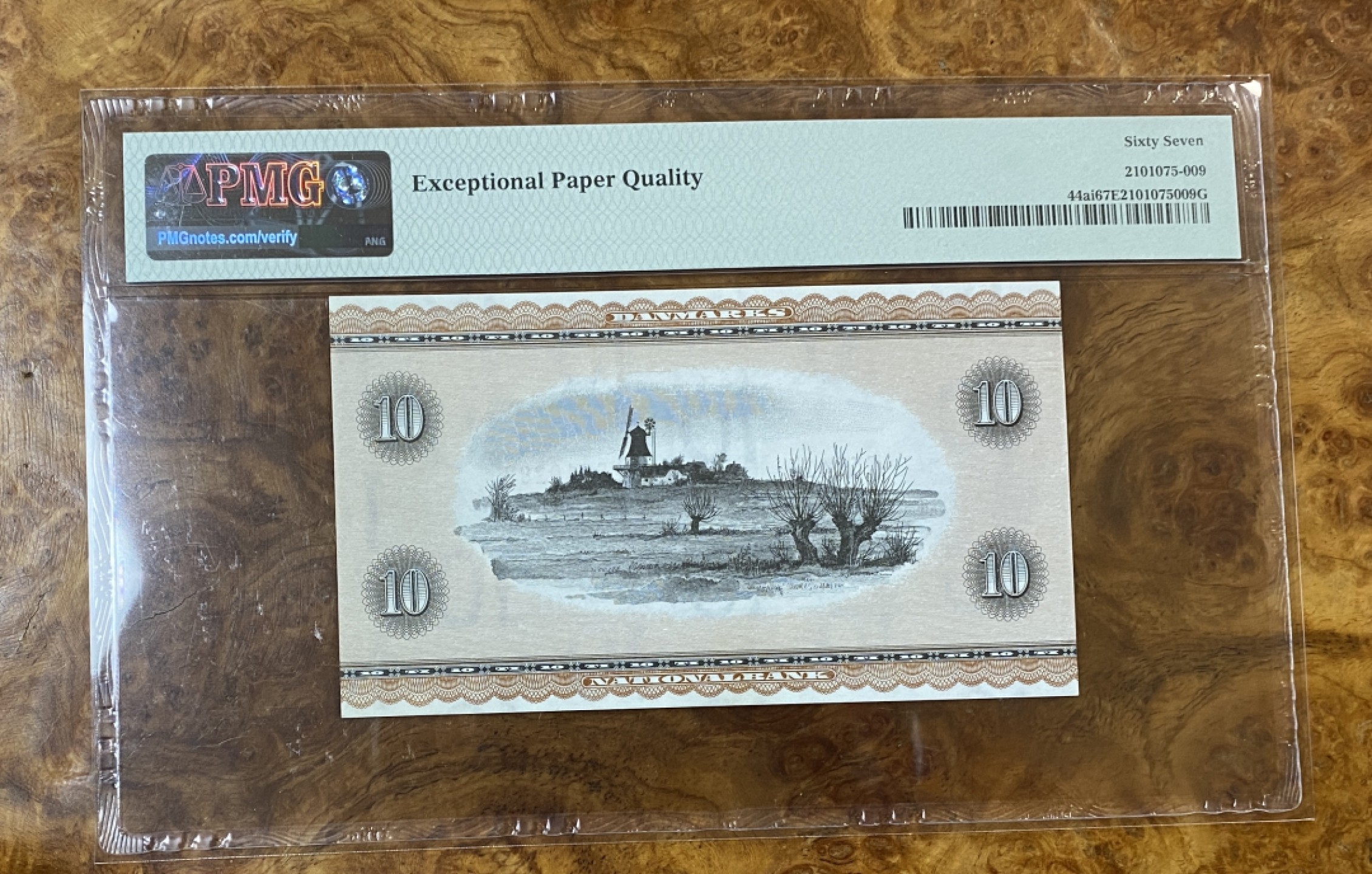 Chase Auction 第14期 - - 中外钱币、纪念钞、民国钞联拍（增加若干拍品） 1974年丹麦10克朗，PMG67分，亚军分，安徒生头像，背面荷兰风车！