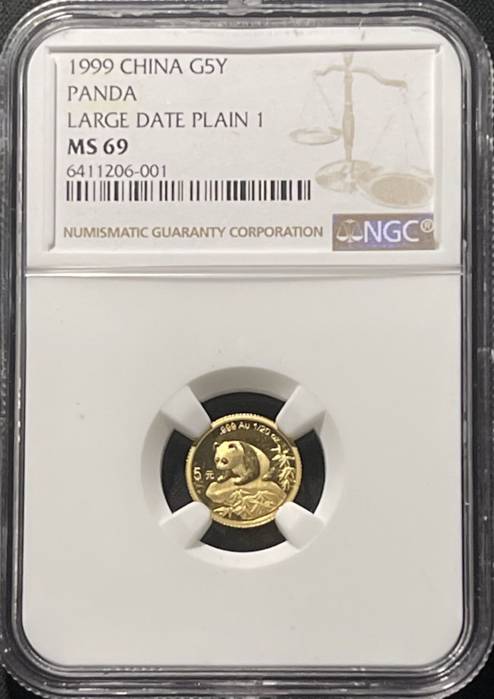 紫瑗钱币——第196期拍卖 中国 1999年 熊猫 1/20盎司 5元 沈阳版 NGC PR69 UC