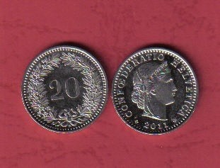 瑞士2011年20分 品相如图 UNC   - 瑞士2011年20分 品相如图 UNC  