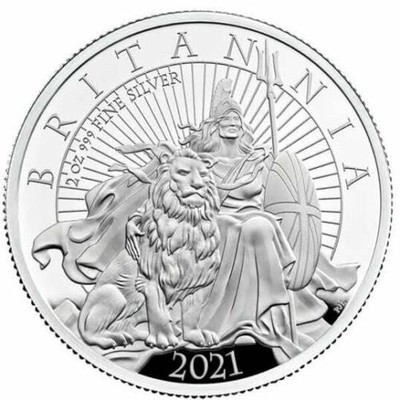 【海寧潮】拍卖第二十九期 - 【海寧潮期货】英国2021年不列颠女神和狮子2盎司加厚纪念银币NGC-PF69原盒证书（预计8月份交付）原价3200